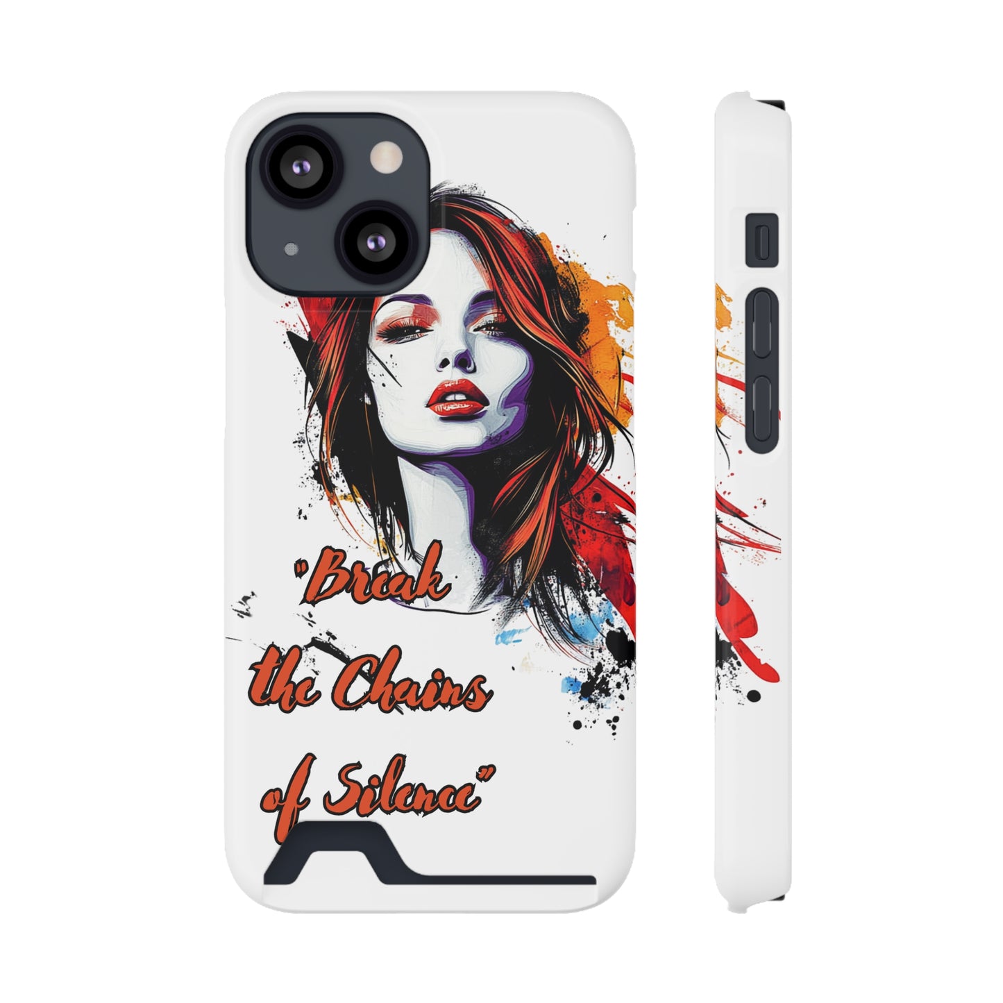 Artistic Phone Case With Card Holder for Empowerment | Break the Chains of Silence, Trendy Gift for Friends, Unique Phone Accessories, [...]