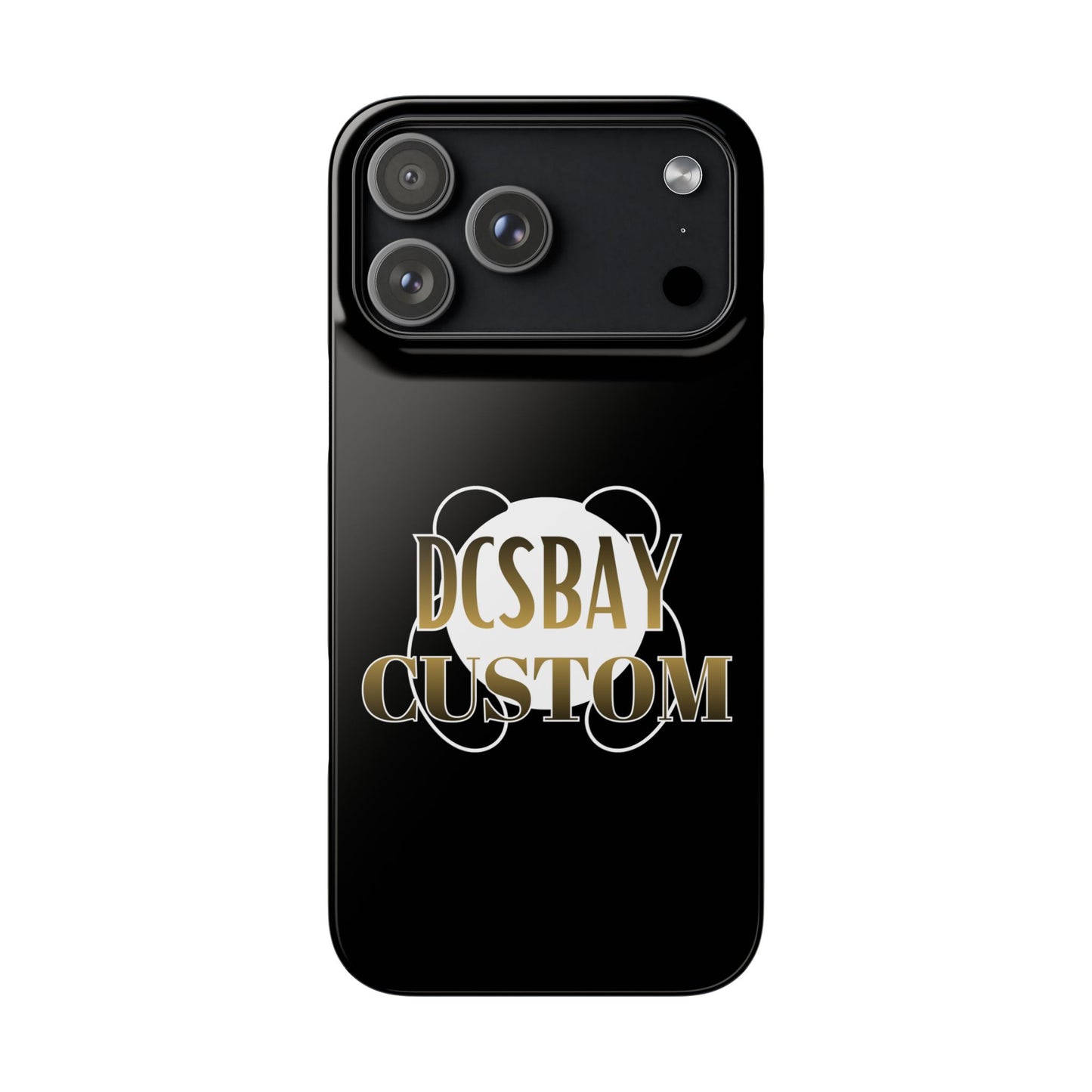 Phone Case — Glossy Black Custom "DCSBAY CUSTOM" Logo Snap Case
