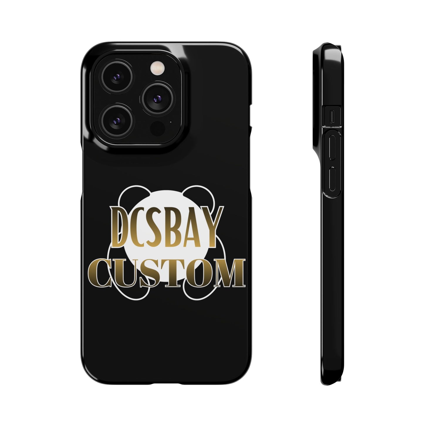 Phone Case — Glossy Black Custom "DCSBAY CUSTOM" Logo Snap Case