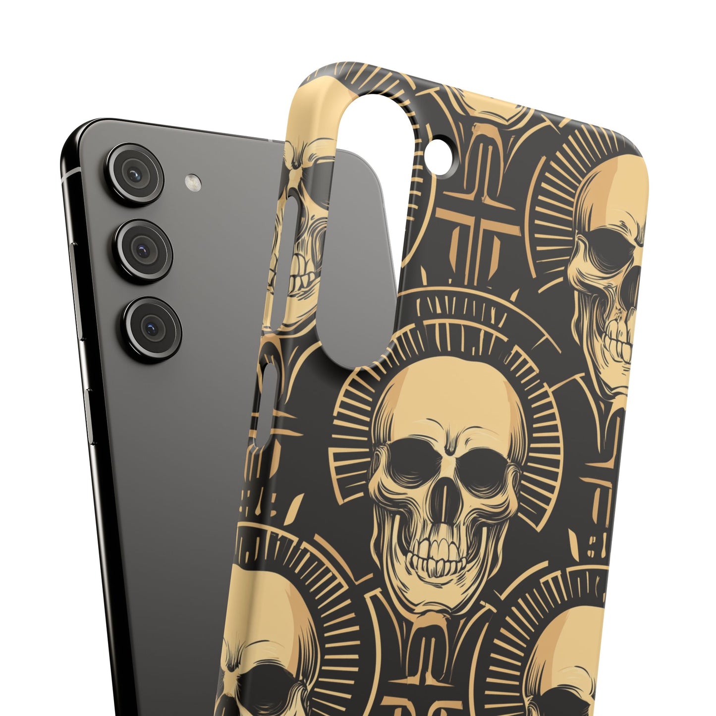Skull Print Snap Case, Edgy Phone Cover for Goth Lovers, Protective Shell for Halloween, Unique Gift for Him or Her