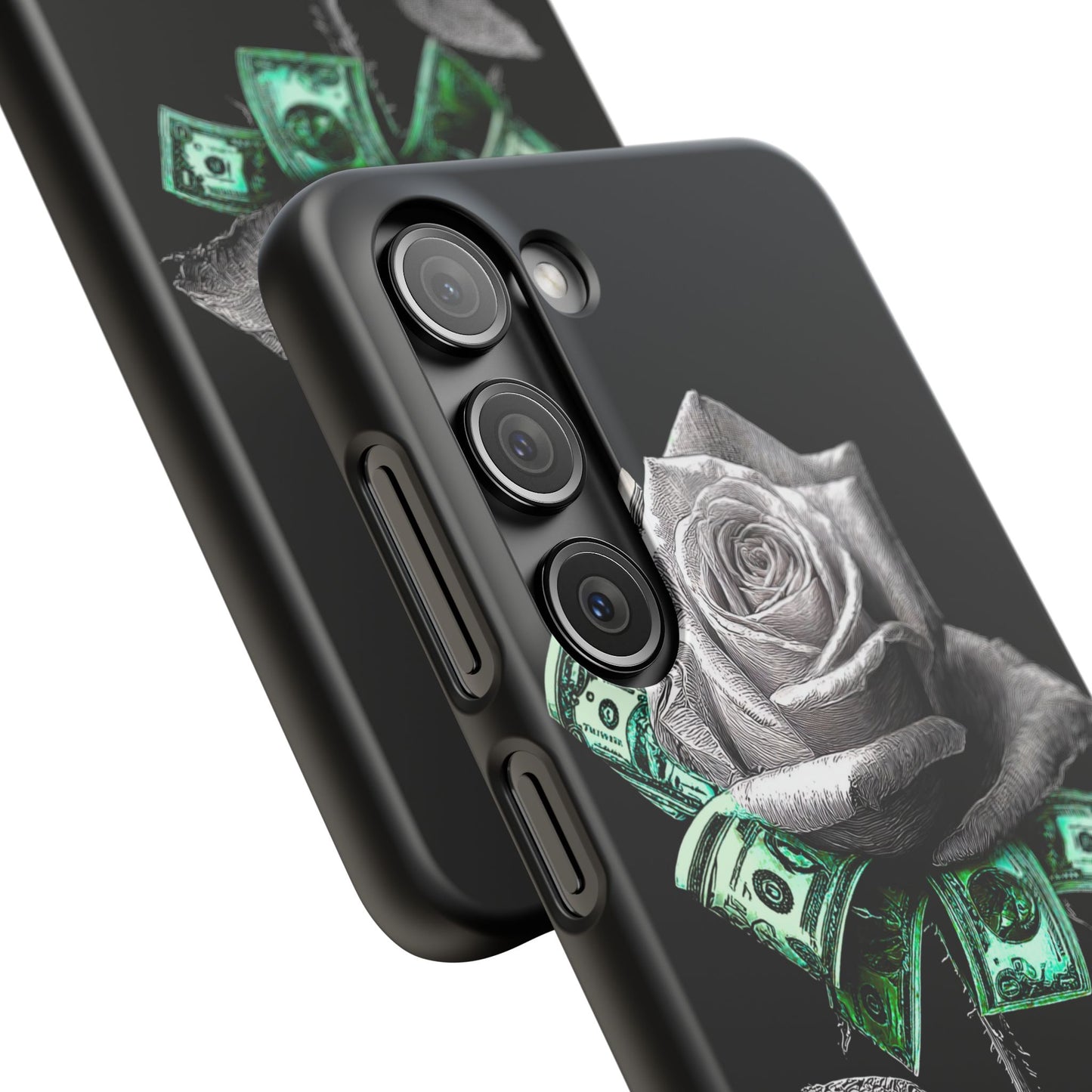 Stylish Rose & Money Snap Case - Floral Phone Protection, Trendy Gift for Him/Her, Birthday Present, Accessories for Teens
