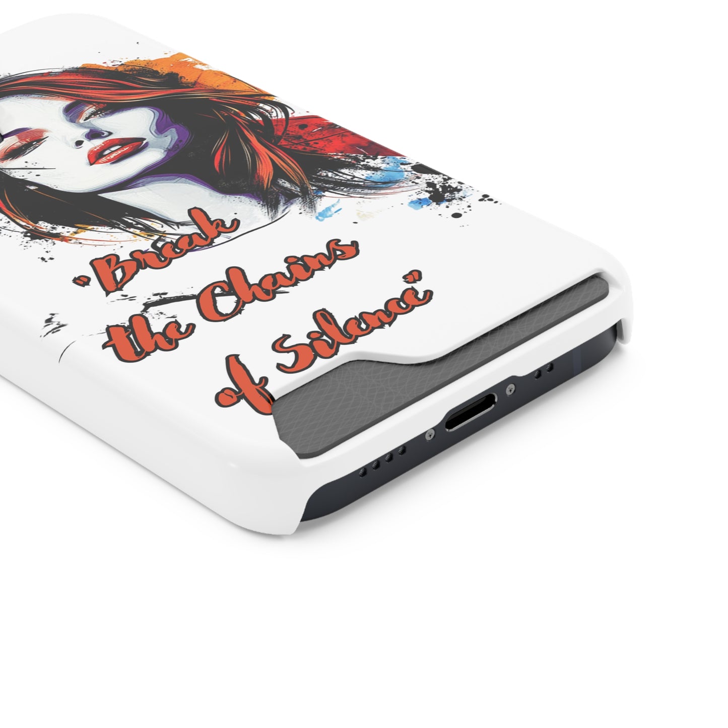 Artistic Phone Case With Card Holder for Empowerment | Break the Chains of Silence, Trendy Gift for Friends, Unique Phone Accessories, [...]