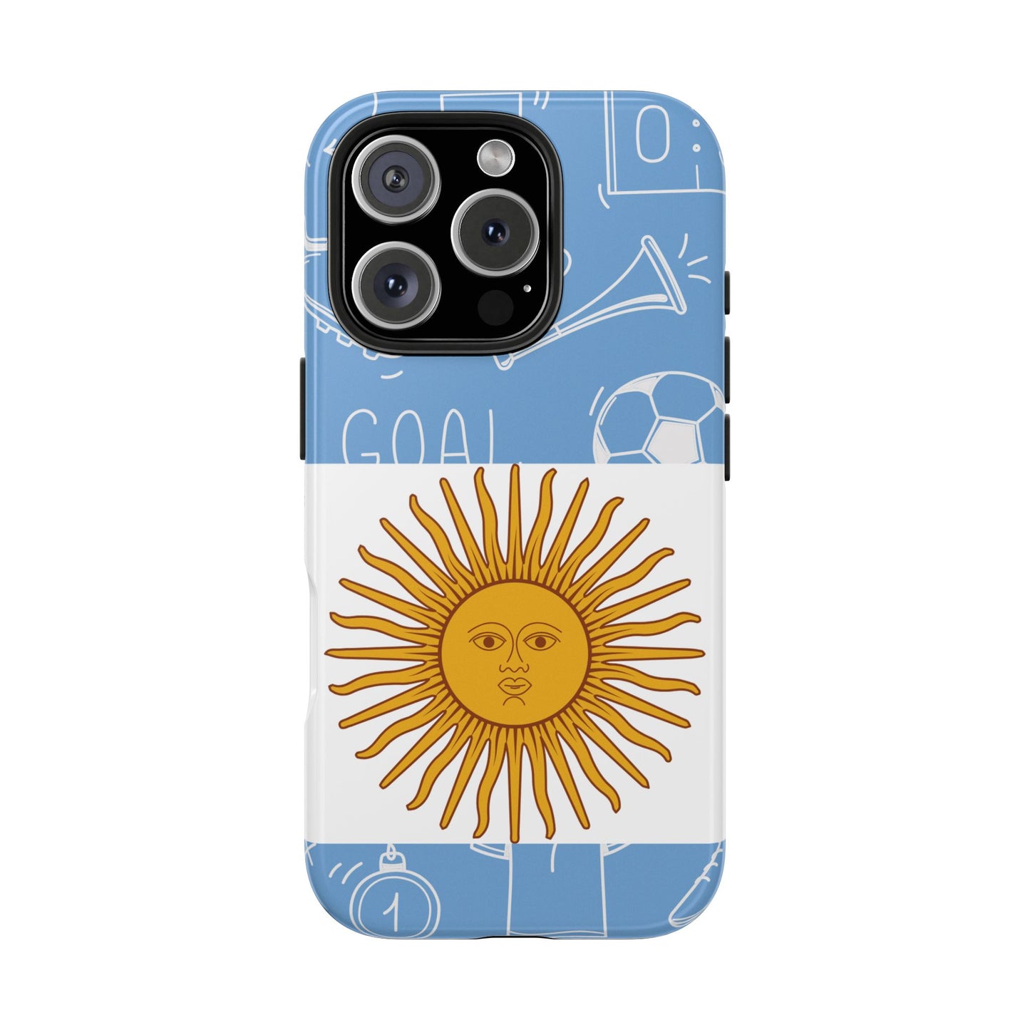 Argentina Flag Tough Phone Case — Soccer Sun Design, Durable Protective Phone Cover