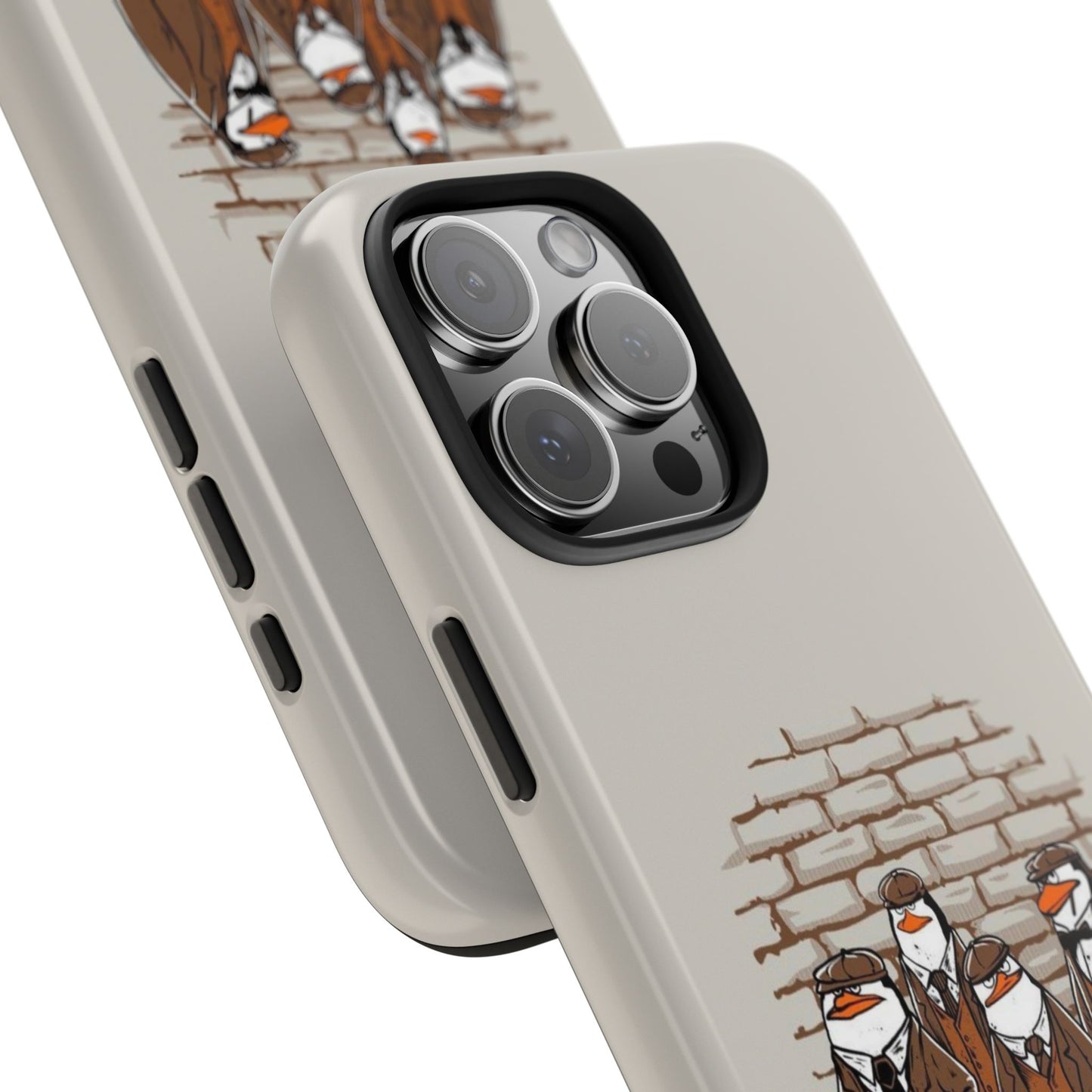 Penguin Blinders Vintage Grey Phone Case | iPhone 17 Tough Case