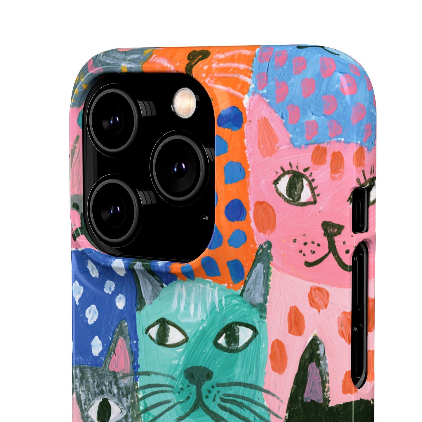 Colorful Cat Pattern Phone Case – Cute Multicolor Kitty Snap Case