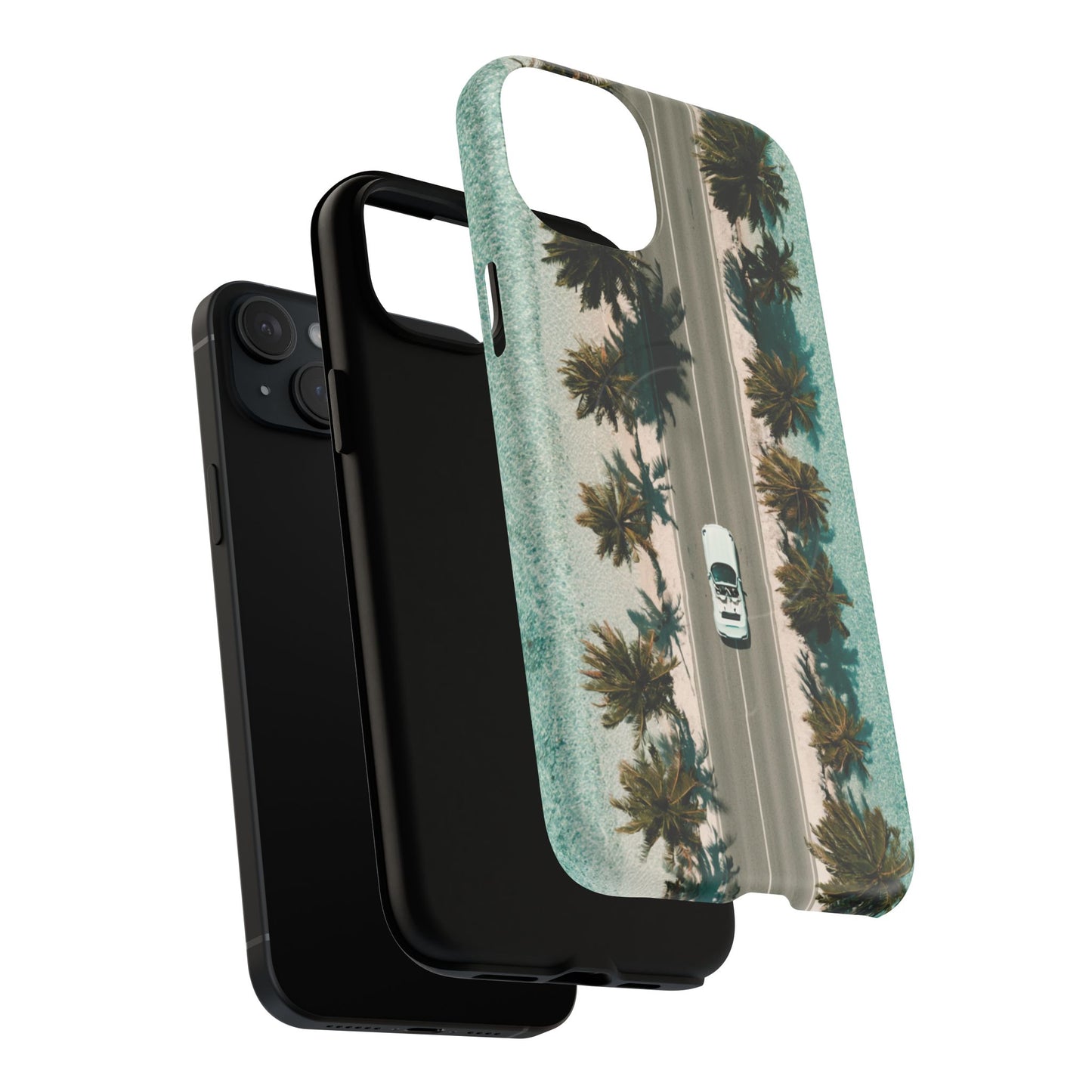 Palm Road Tough Magnetic Phone Case — Coastal Aerial Car Design