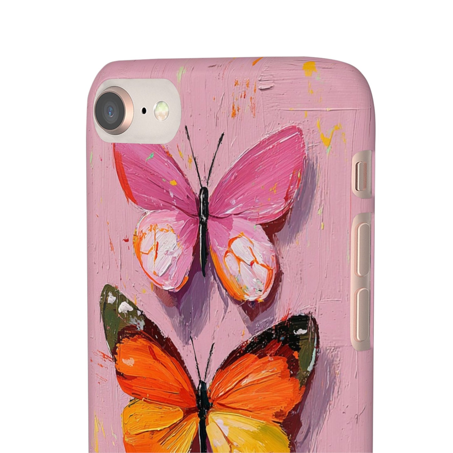 Pink Butterfly Snap Case Cover For iPhone and Samsung