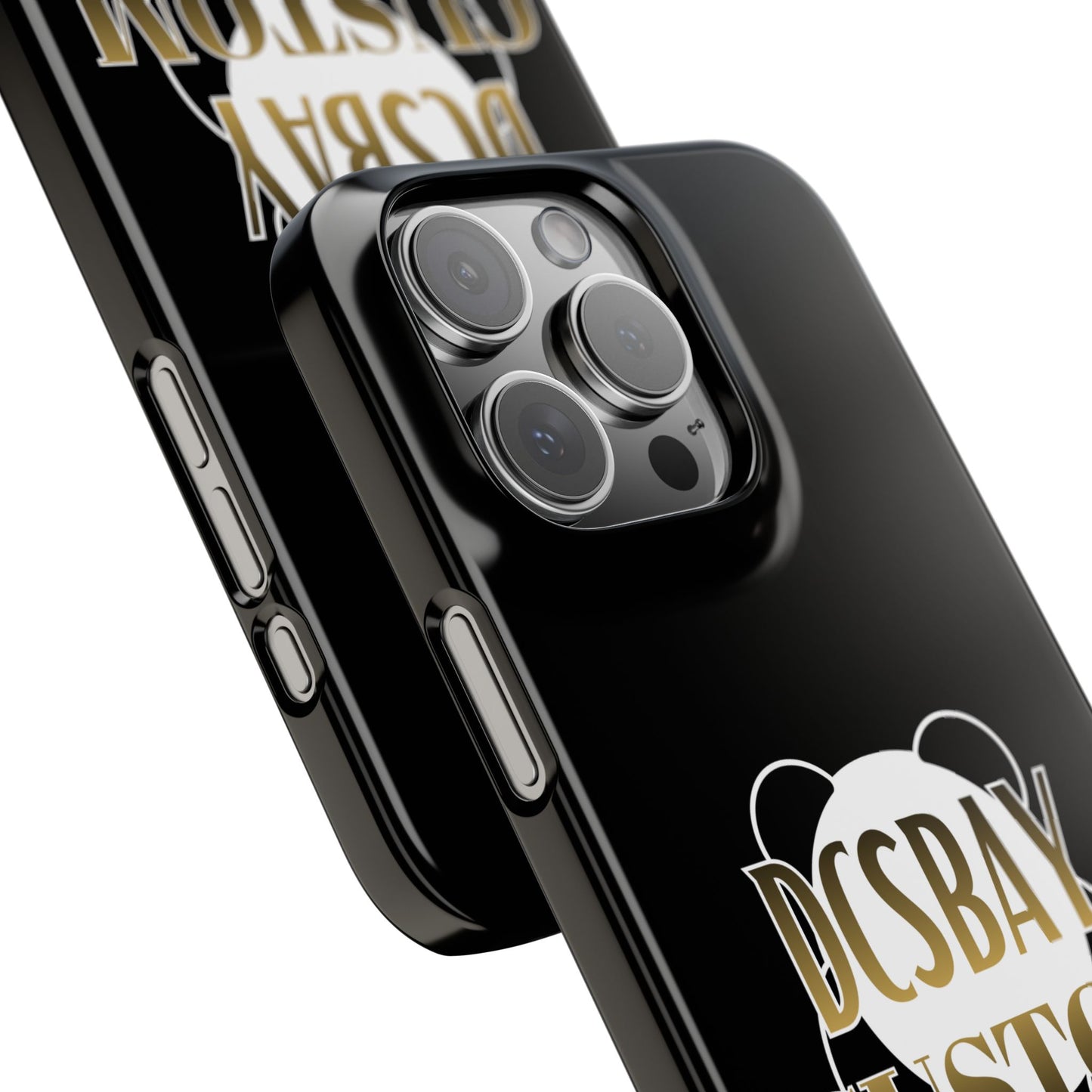 Phone Case — Glossy Black Custom "DCSBAY CUSTOM" Logo Snap Case