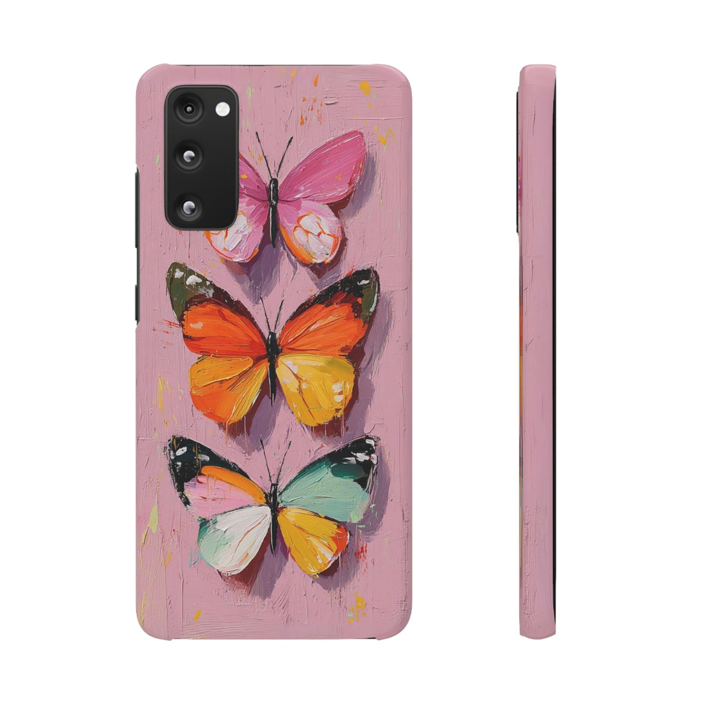 Pink Butterfly Snap Case Cover For iPhone and Samsung