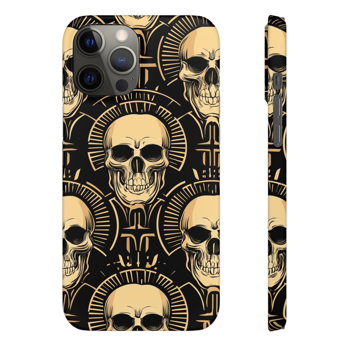 Skull Print Snap Case, Edgy Phone Cover for Goth Lovers, Protective Shell for Halloween, Unique Gift for Him or Her
