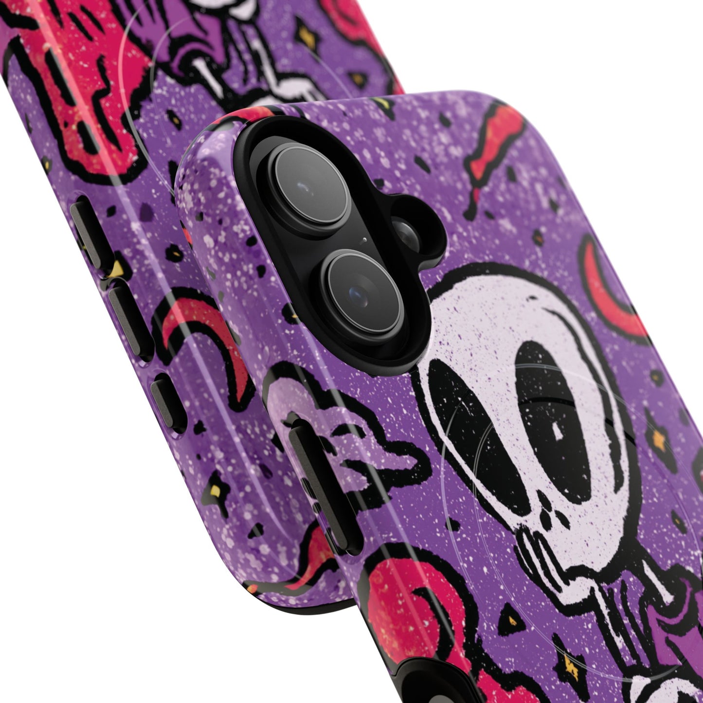 Alien Mushroom Phone Case — Cute Skeletal Space Illustration Tough Magnetic Case