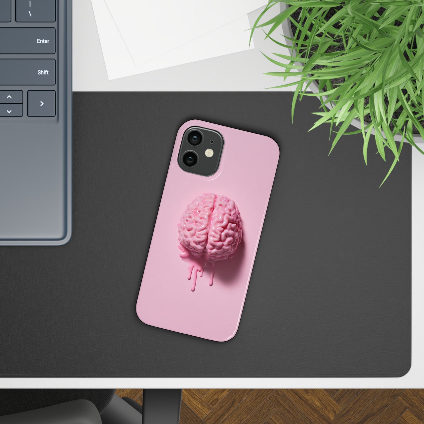Slim Cases, Brain Design Phone Case With Card Holder, Cute Tech Accessory, Unique Gift for Students, Stylish Phone Protection, Valentine's