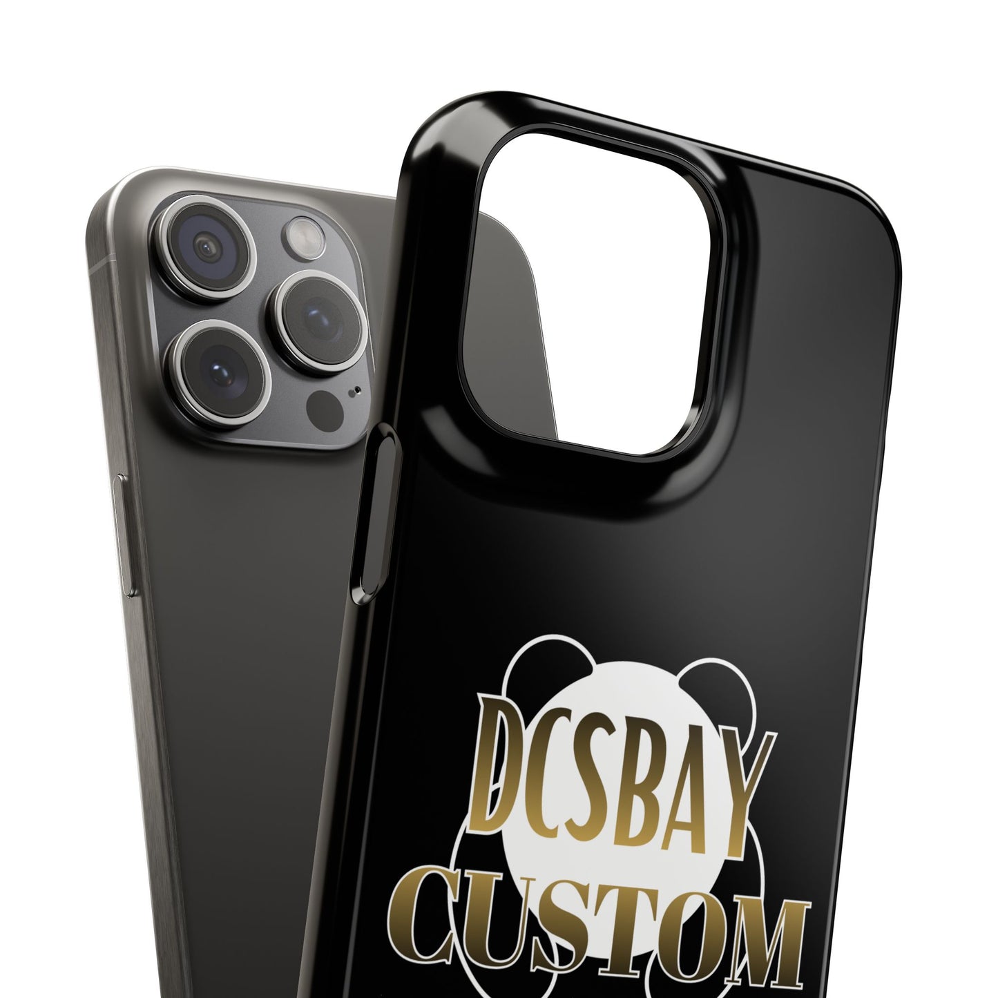 Phone Case — Glossy Black Custom "DCSBAY CUSTOM" Logo Snap Case