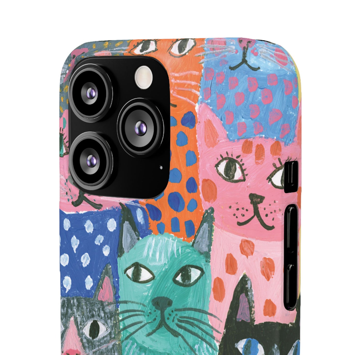 Colorful Cat Pattern Phone Case – Cute Multicolor Kitty Snap Case