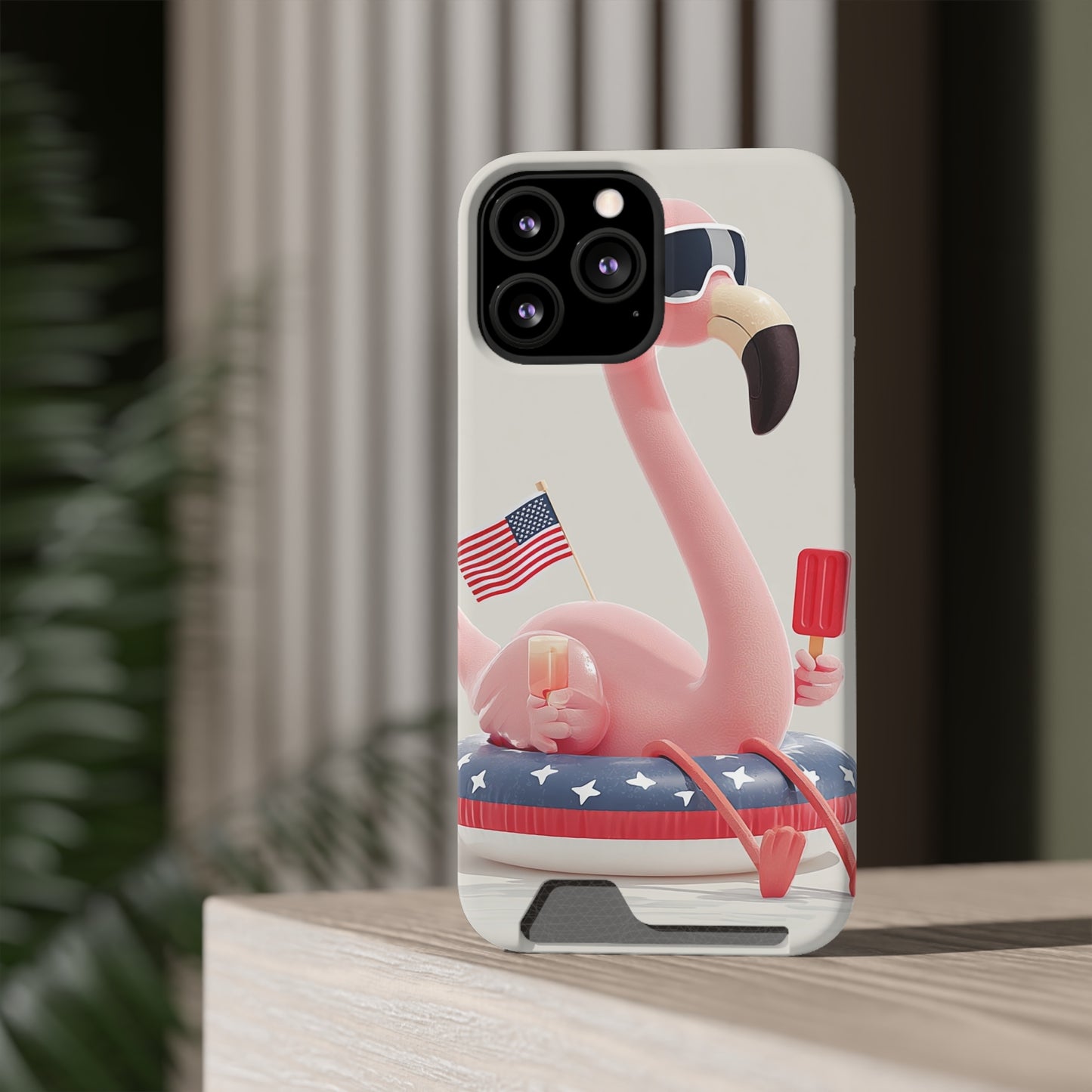 Summer Vibes Phone Case with Card Holder, Cute Flamingo Design, Tropical Cell Phone Accessory, Beach Lover Gift, Fun Summer Accessory, [...]