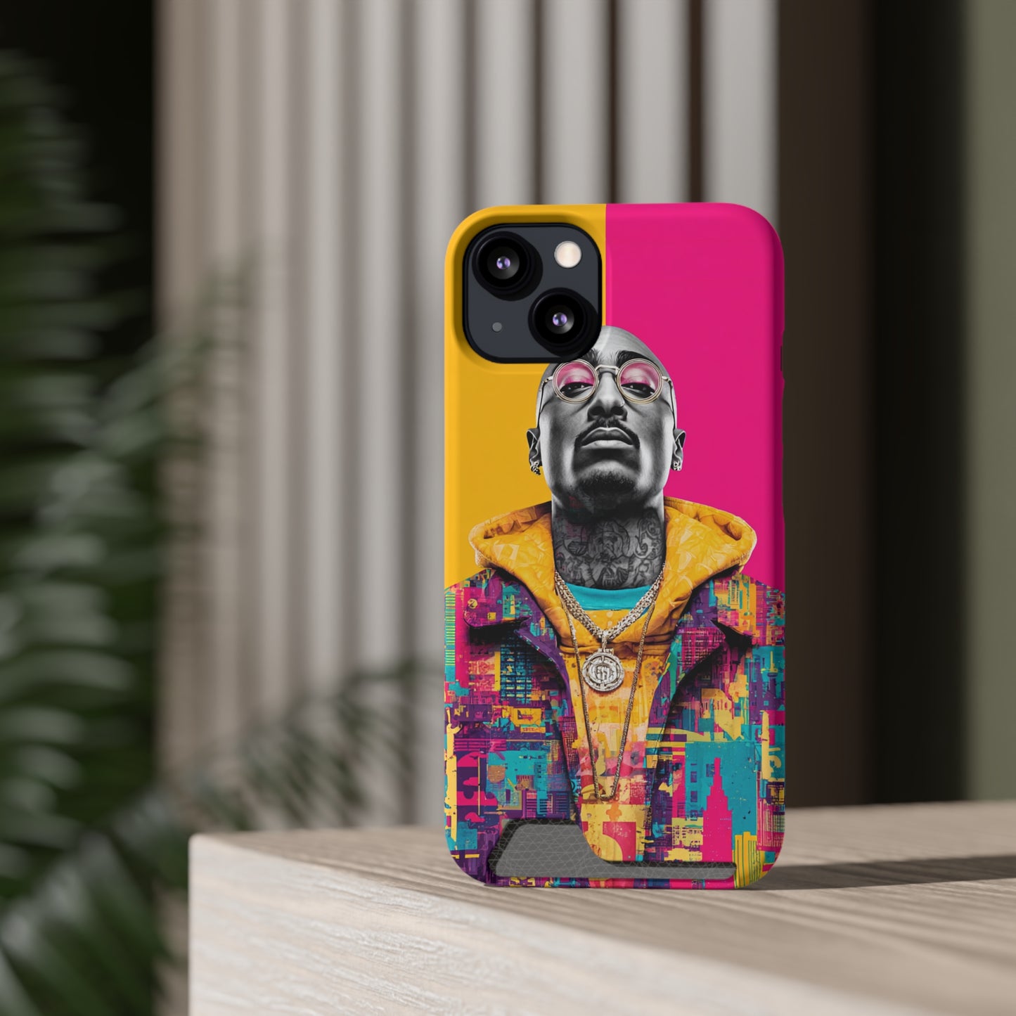 Vibrant Phone Case With Card Holder - Retro Style, Hip Hop Lover's Accessory, Colorful Gift, Music Enthusiast Essential, Unique Phone [...]