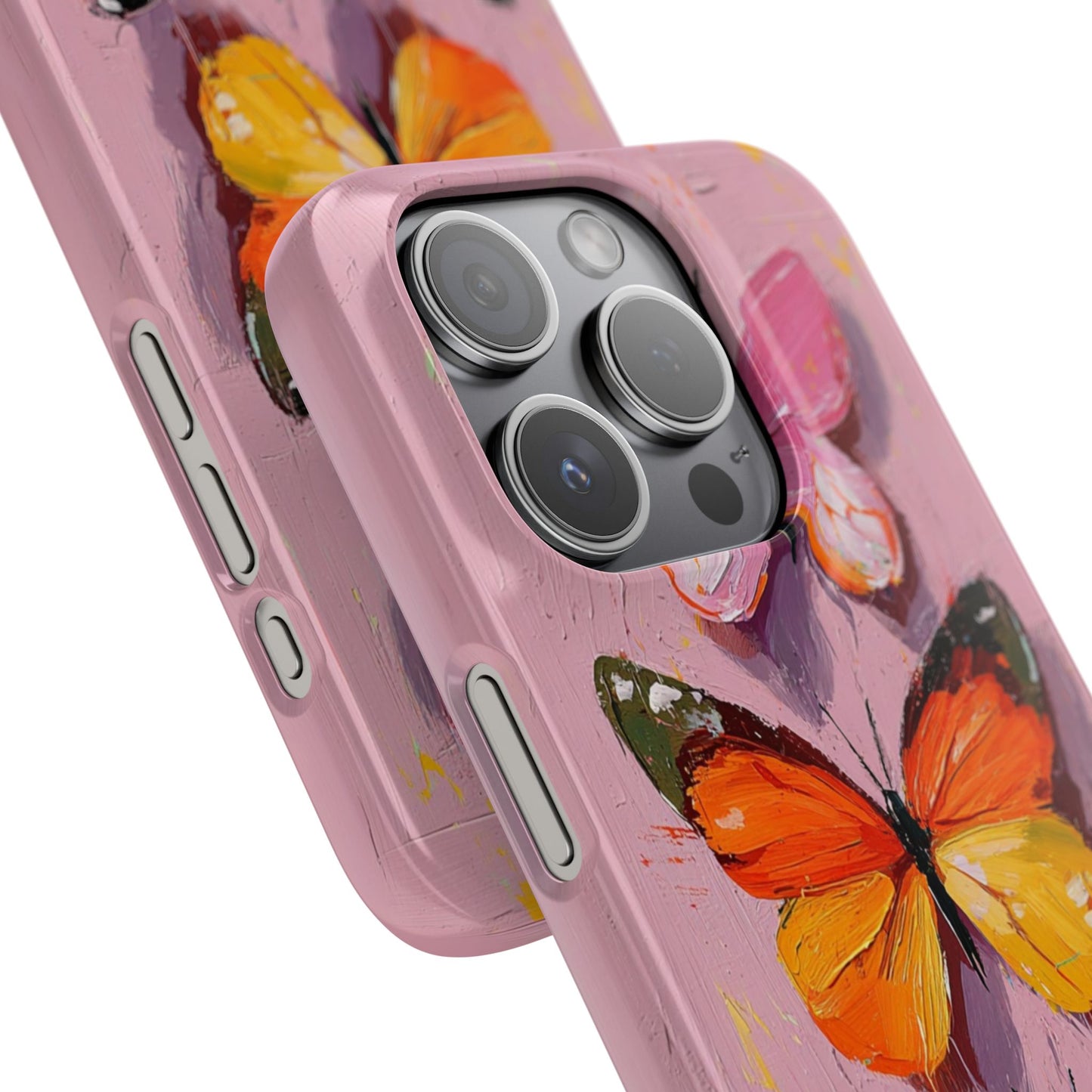 Pink Butterfly Snap Case Cover For iPhone and Samsung