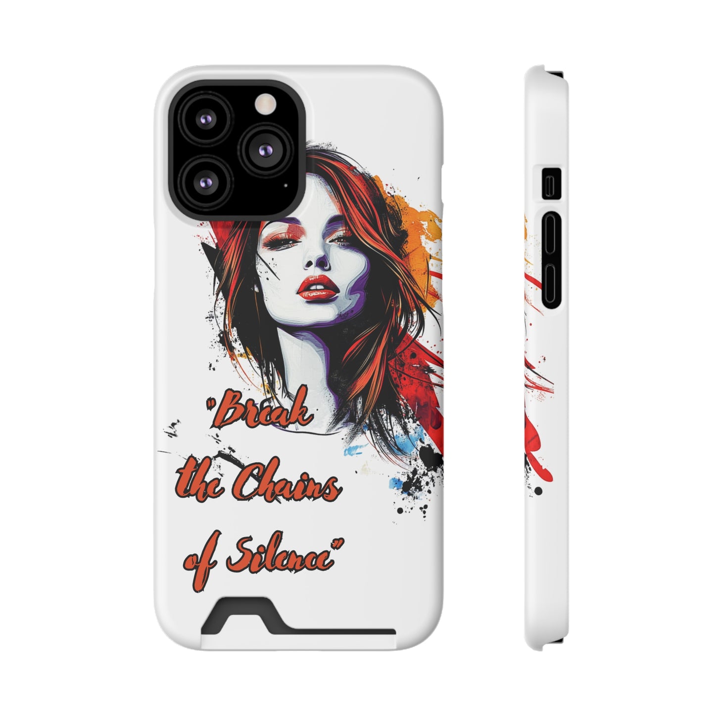 Artistic Phone Case With Card Holder for Empowerment | Break the Chains of Silence, Trendy Gift for Friends, Unique Phone Accessories, [...]