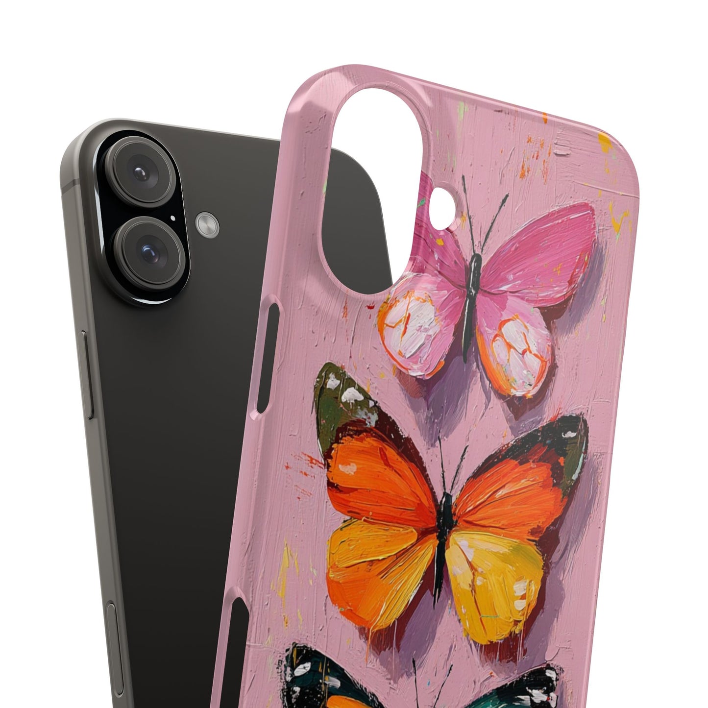 Pink Butterfly Snap Case Cover For iPhone and Samsung