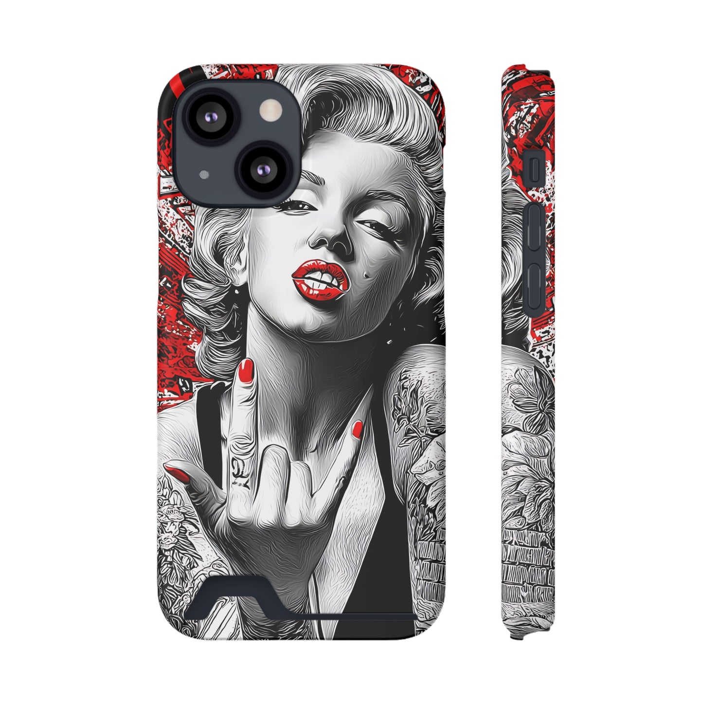 Bold Marilyn Monroe Phone Case with Card Holder, Stylish Phone Cover, Unique Gift for Her, Pop Culture Accessory, Modern Art Decor