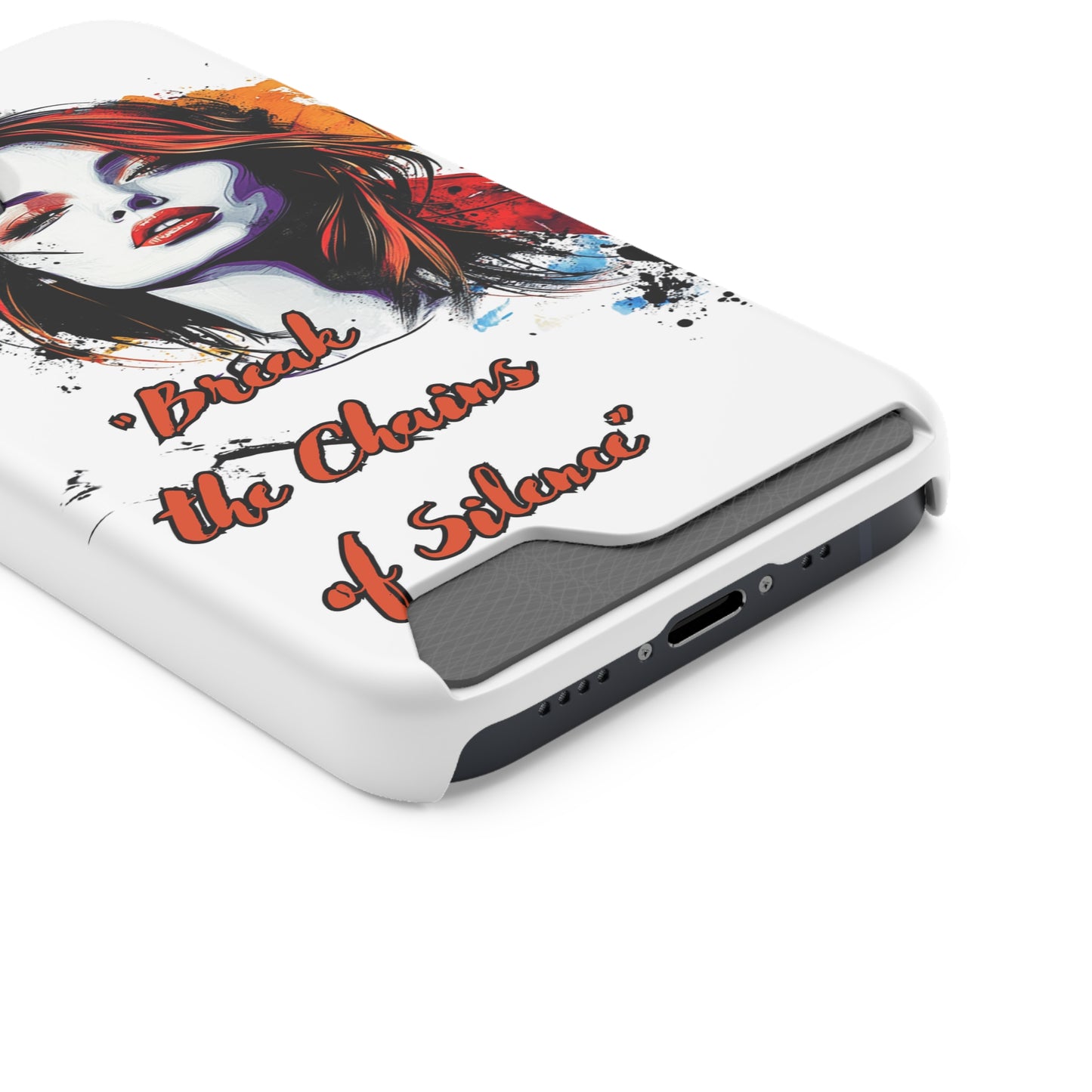 Artistic Phone Case With Card Holder for Empowerment | Break the Chains of Silence, Trendy Gift for Friends, Unique Phone Accessories, [...]