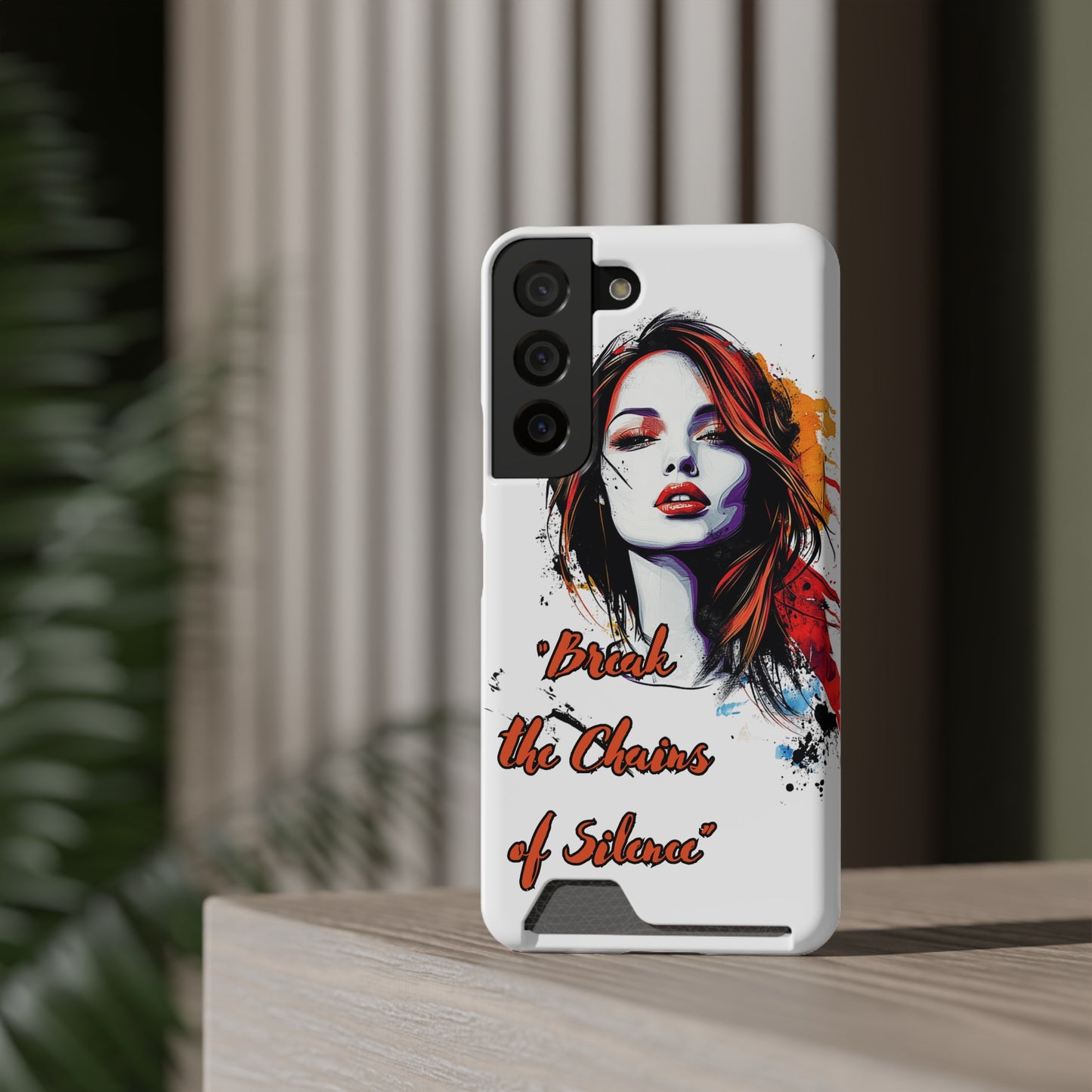 Artistic Phone Case With Card Holder for Empowerment | Break the Chains of Silence, Trendy Gift for Friends, Unique Phone Accessories, [...]