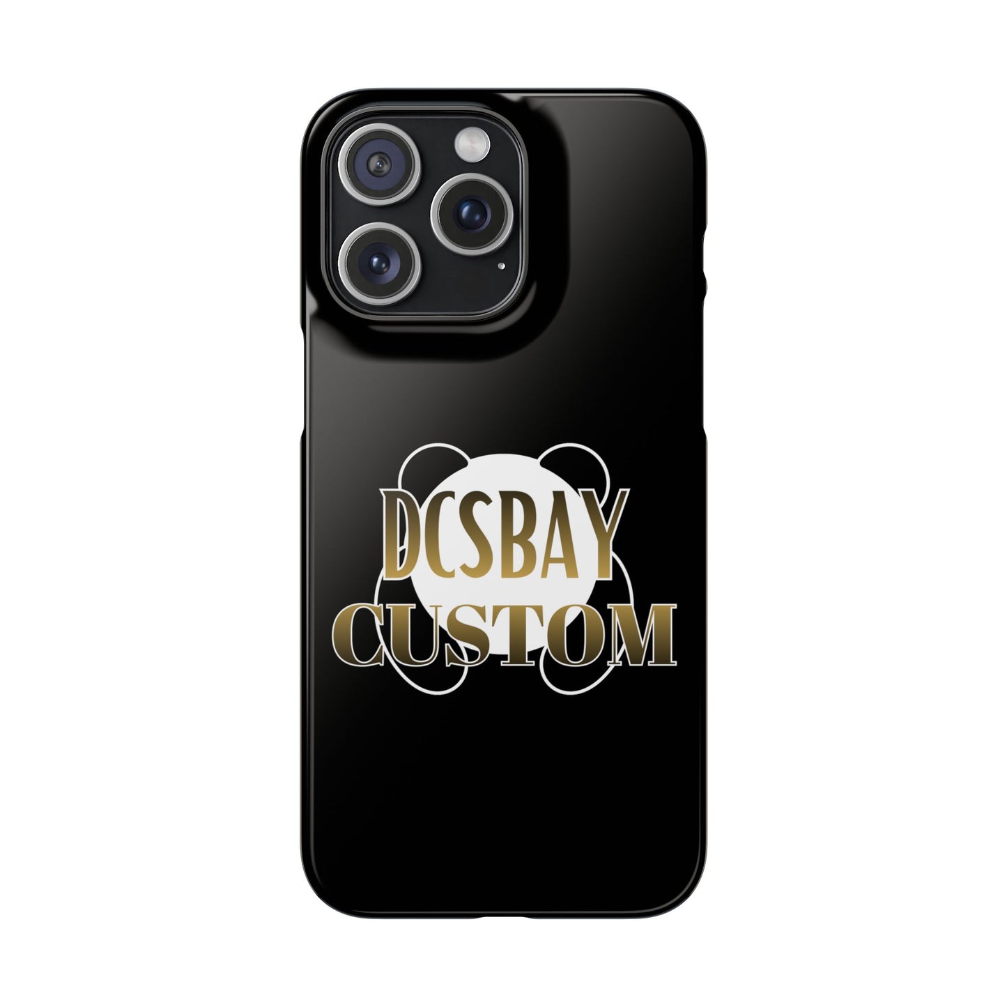 Phone Case — Glossy Black Custom "DCSBAY CUSTOM" Logo Snap Case