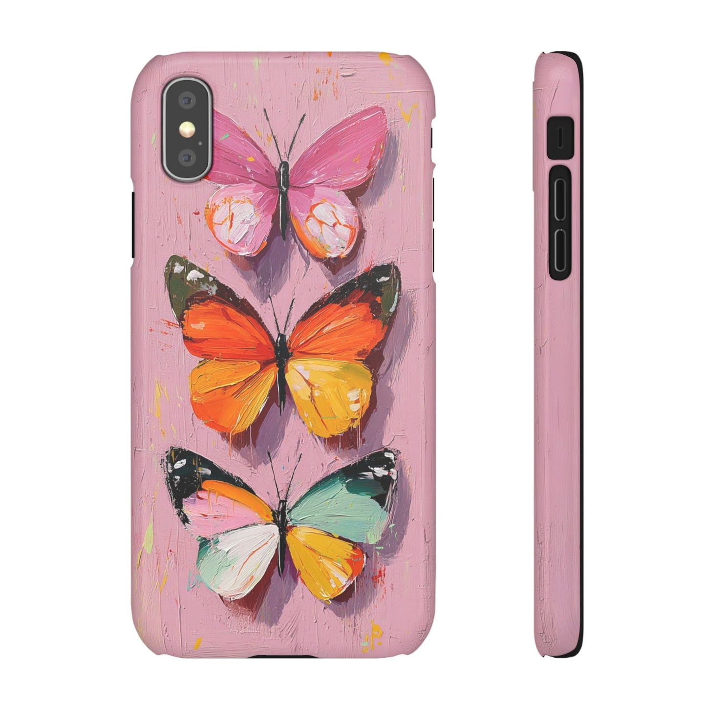 Pink Butterfly Snap Case Cover For iPhone and Samsung