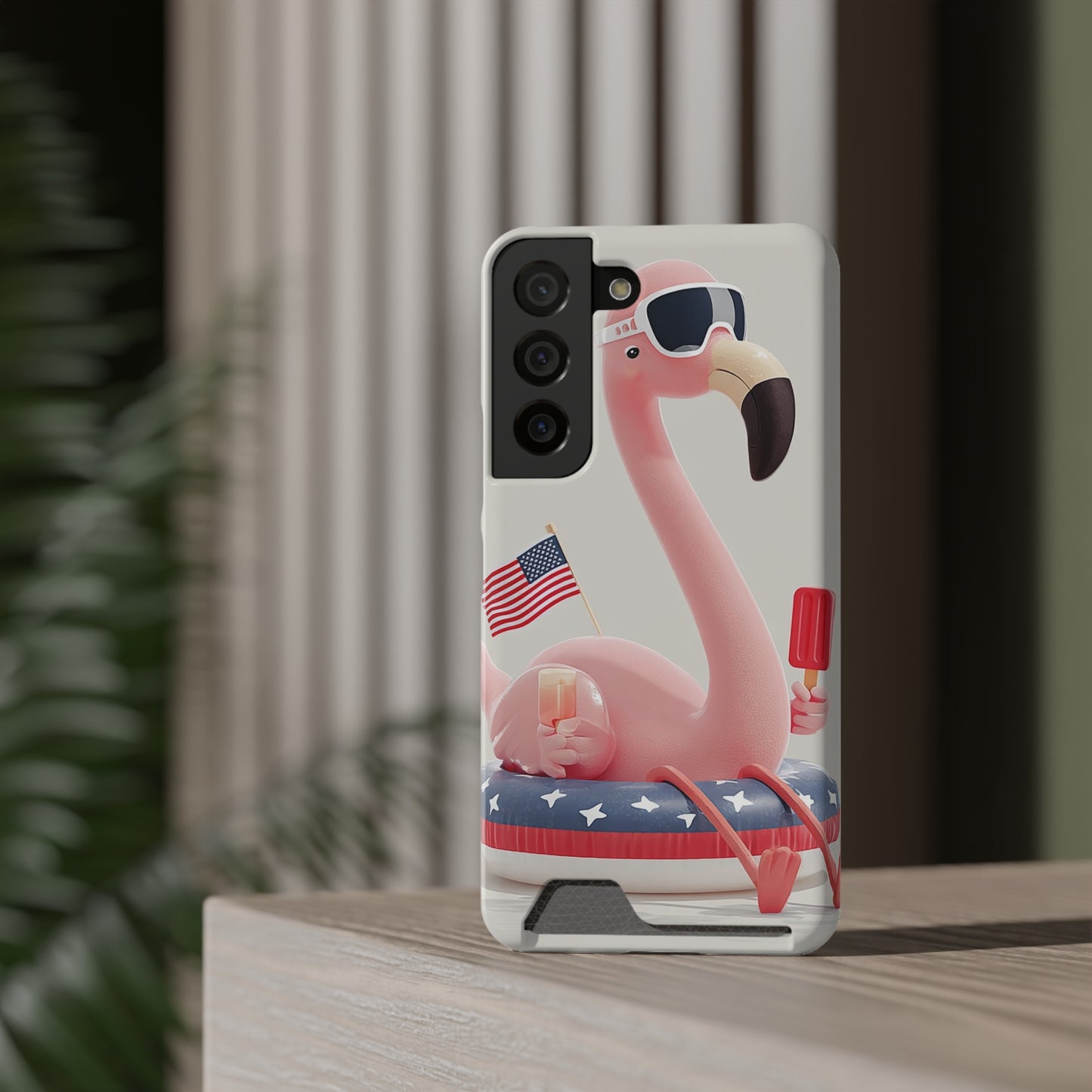 Summer Vibes Phone Case with Card Holder, Cute Flamingo Design, Tropical Cell Phone Accessory, Beach Lover Gift, Fun Summer Accessory, [...]