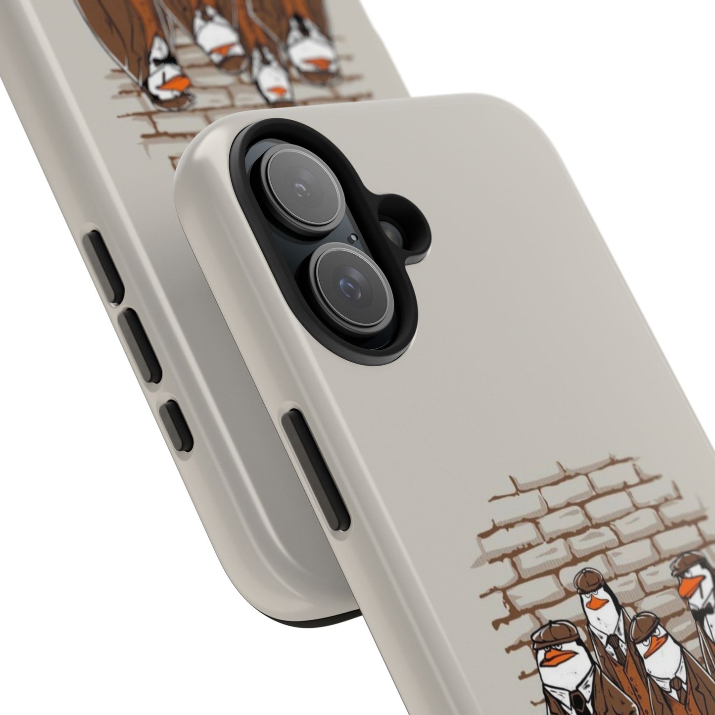 Penguin Blinders Vintage Grey Phone Case | iPhone 17 Tough Case