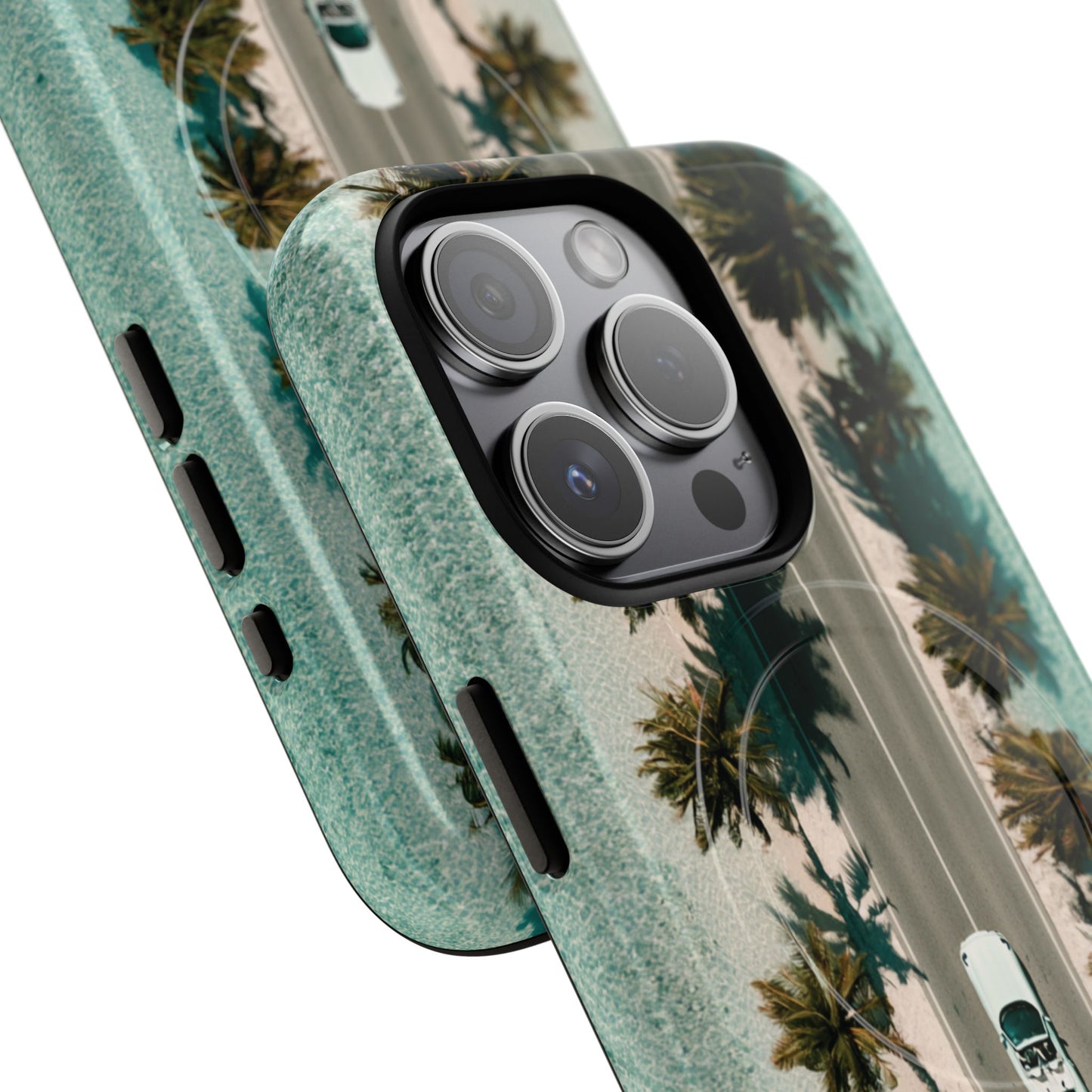 Palm Road Tough Magnetic Phone Case — Coastal Aerial Car Design