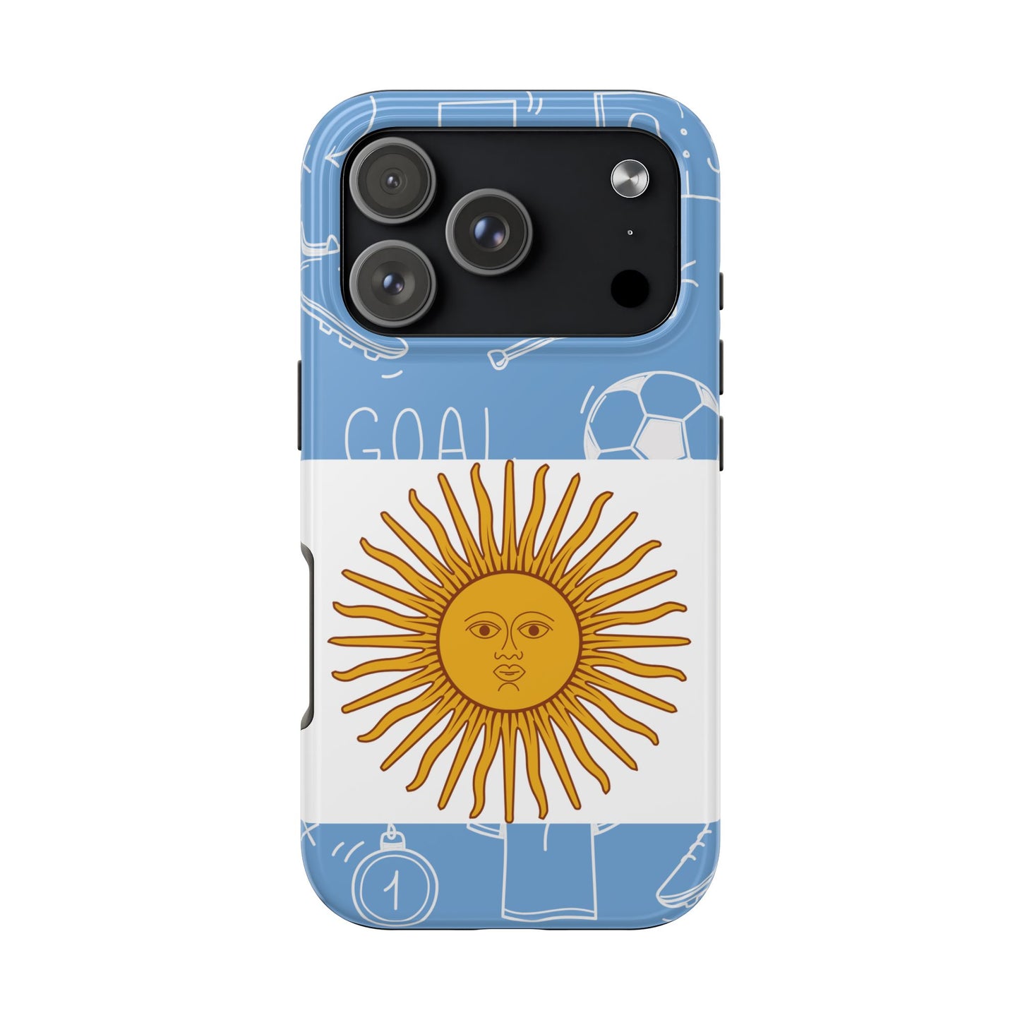 Argentina Flag Tough Phone Case — Soccer Sun Design, Durable Protective Phone Cover