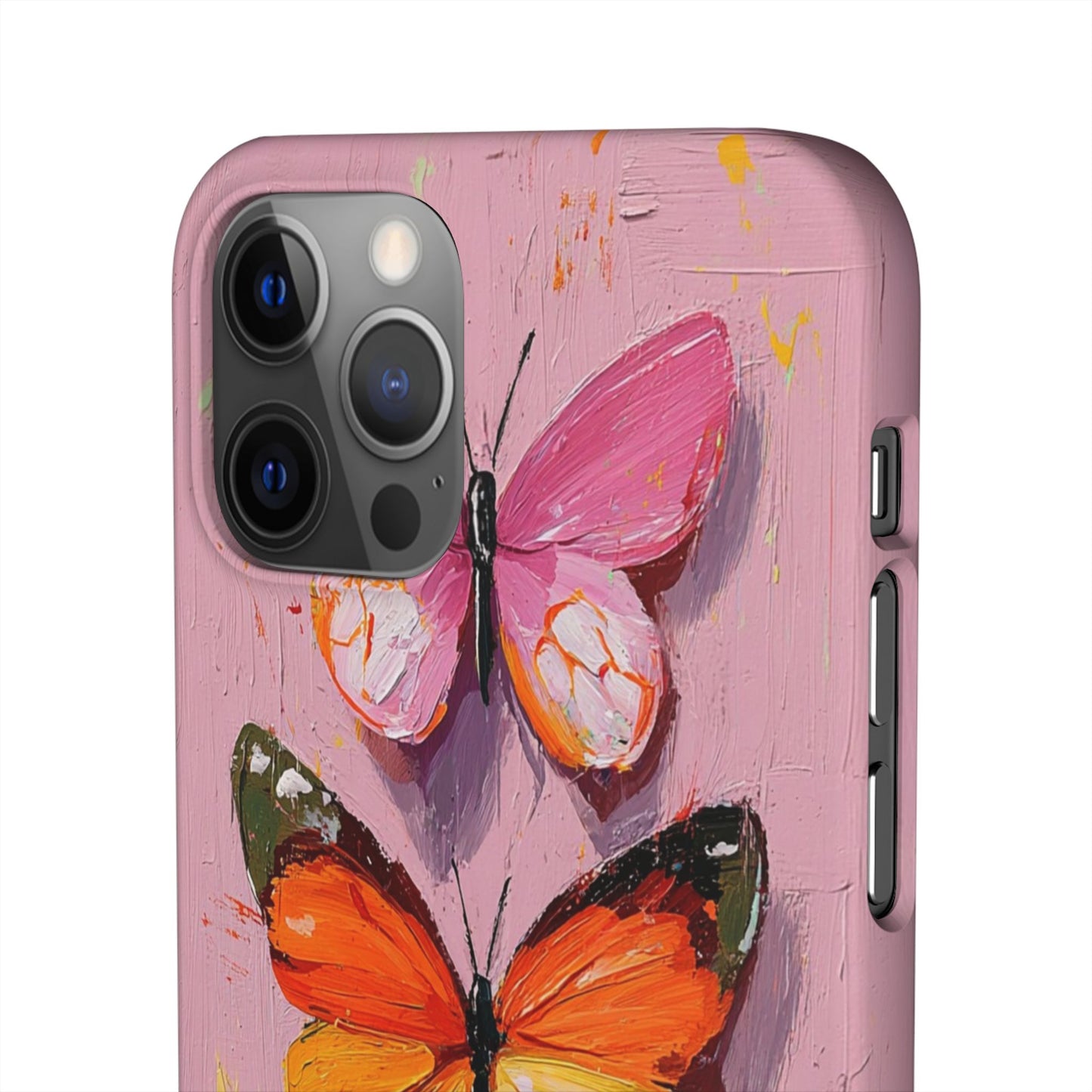 Pink Butterfly Snap Case Cover For iPhone and Samsung