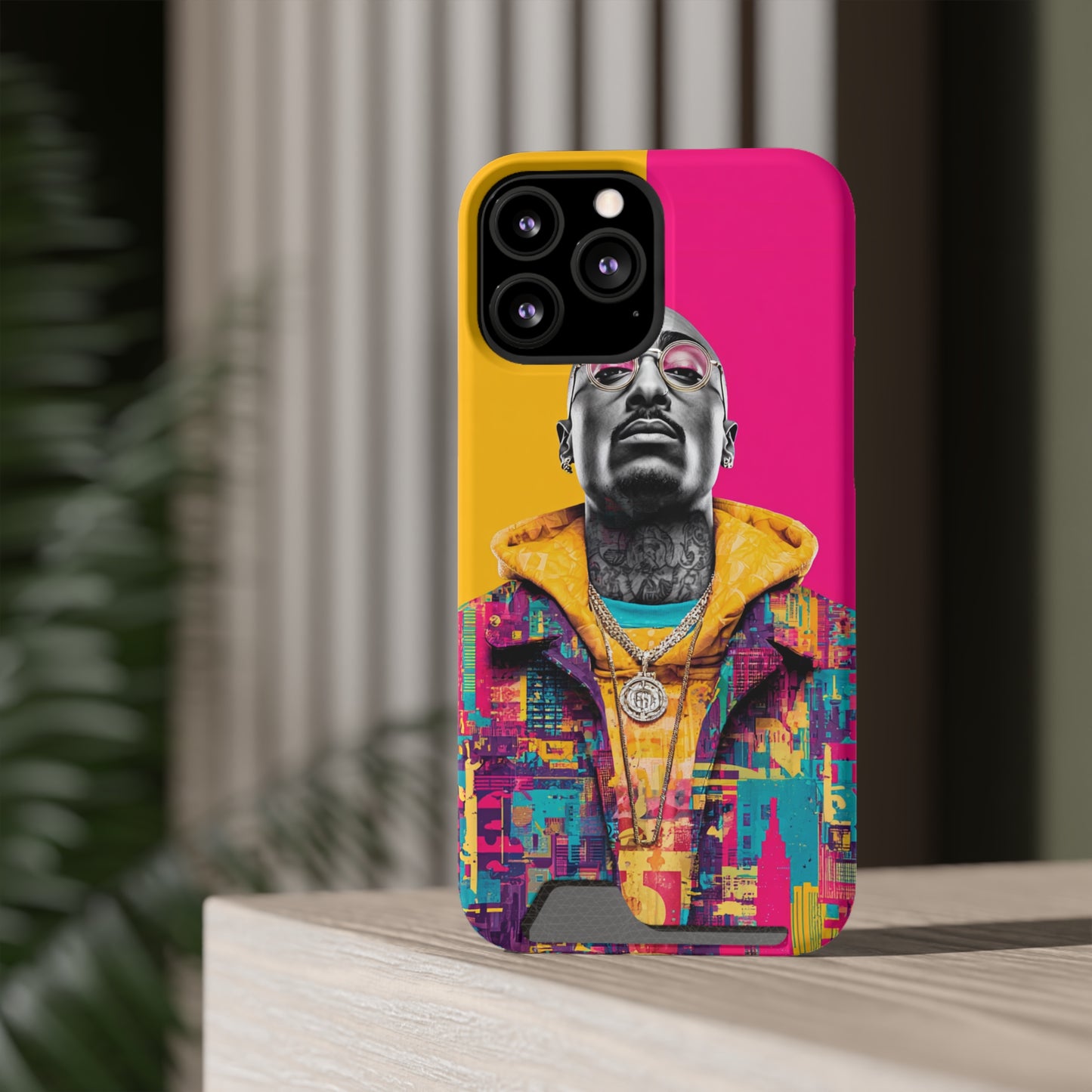 Vibrant Phone Case With Card Holder - Retro Style, Hip Hop Lover's Accessory, Colorful Gift, Music Enthusiast Essential, Unique Phone [...]
