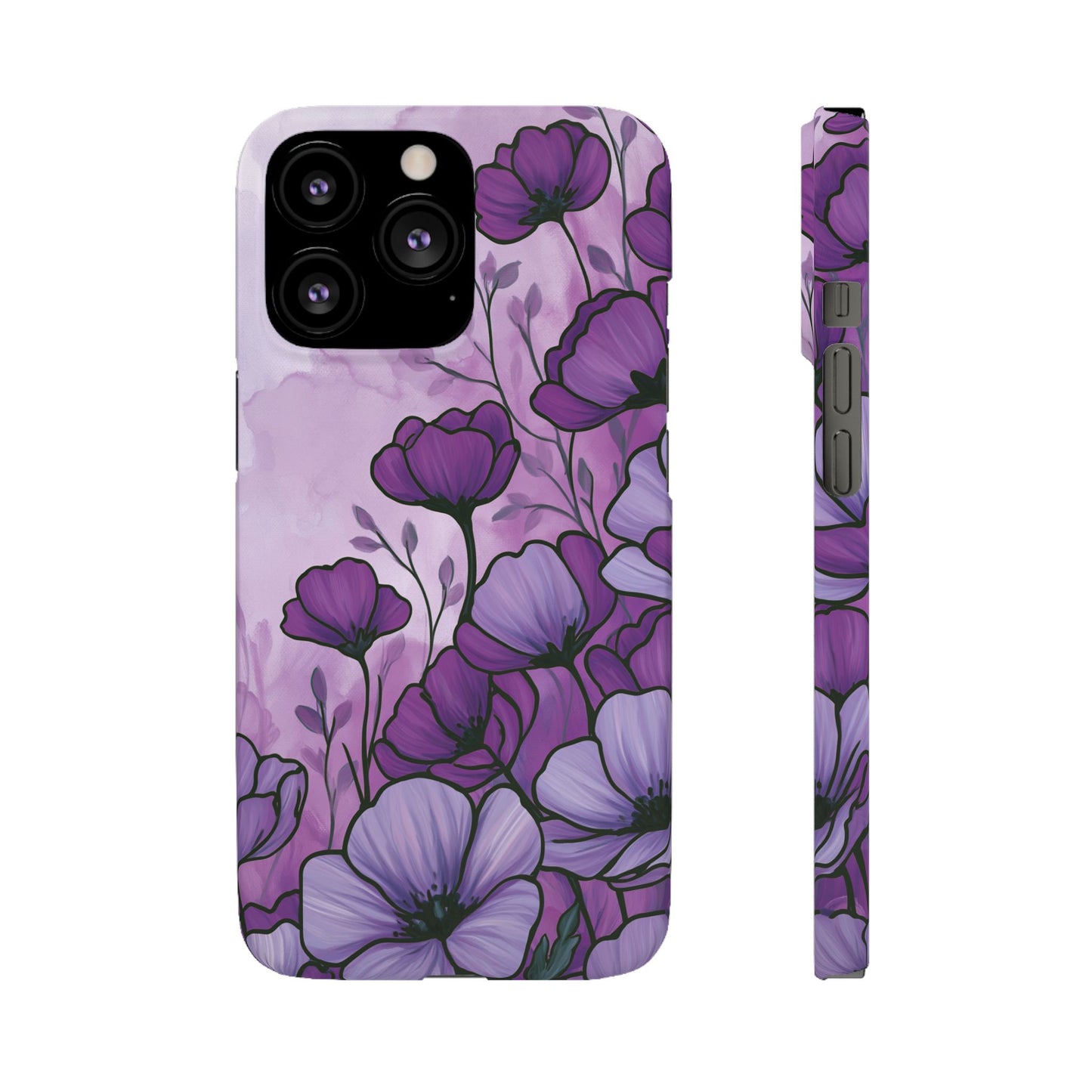 Purple Floral Phone Case – Violet Watercolor Poppy Snap Case