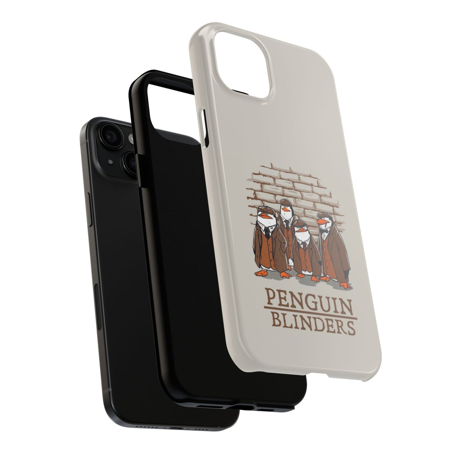 Penguin Blinders Vintage Grey Phone Case | iPhone 17 Tough Case