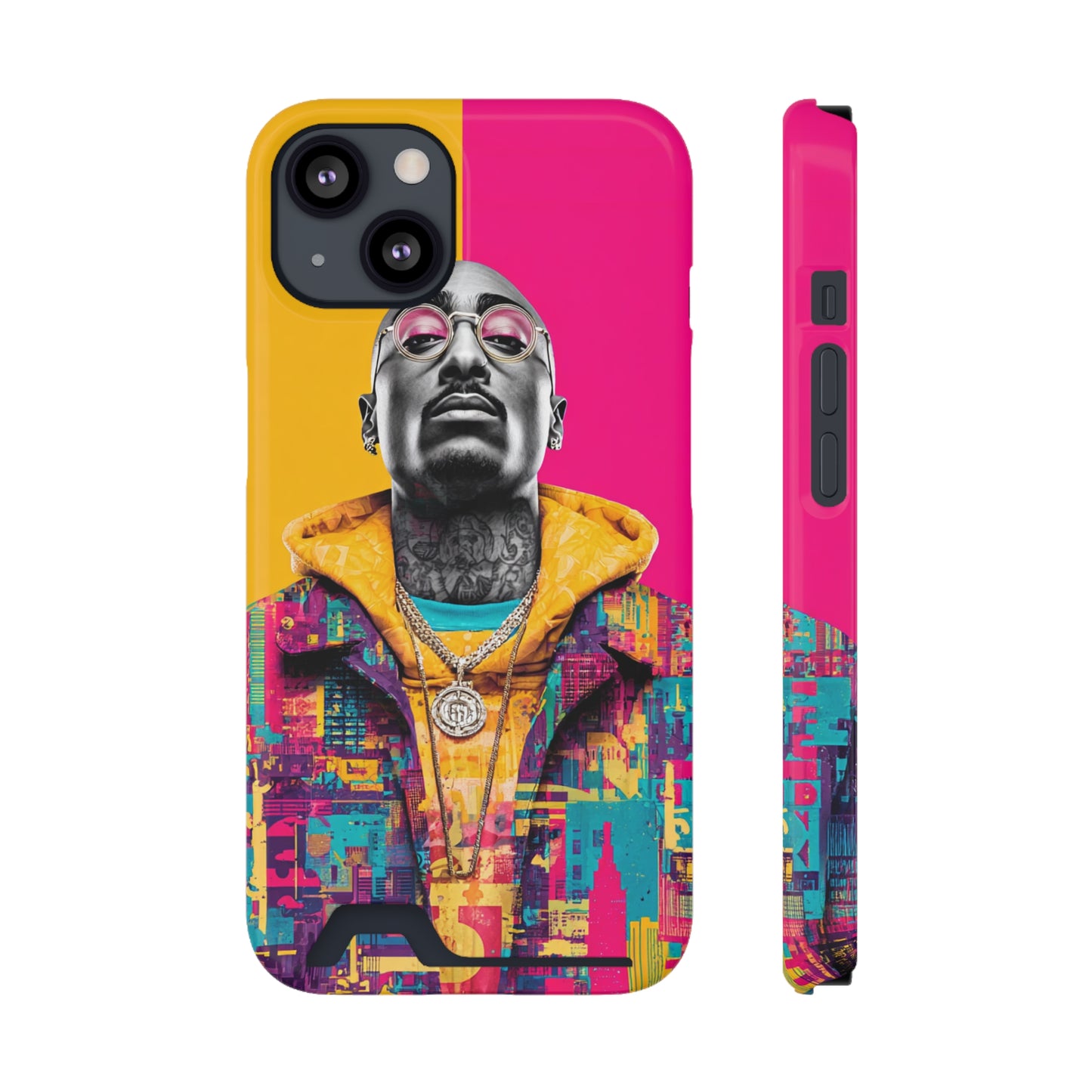 Vibrant Phone Case With Card Holder - Retro Style, Hip Hop Lover's Accessory, Colorful Gift, Music Enthusiast Essential, Unique Phone [...]