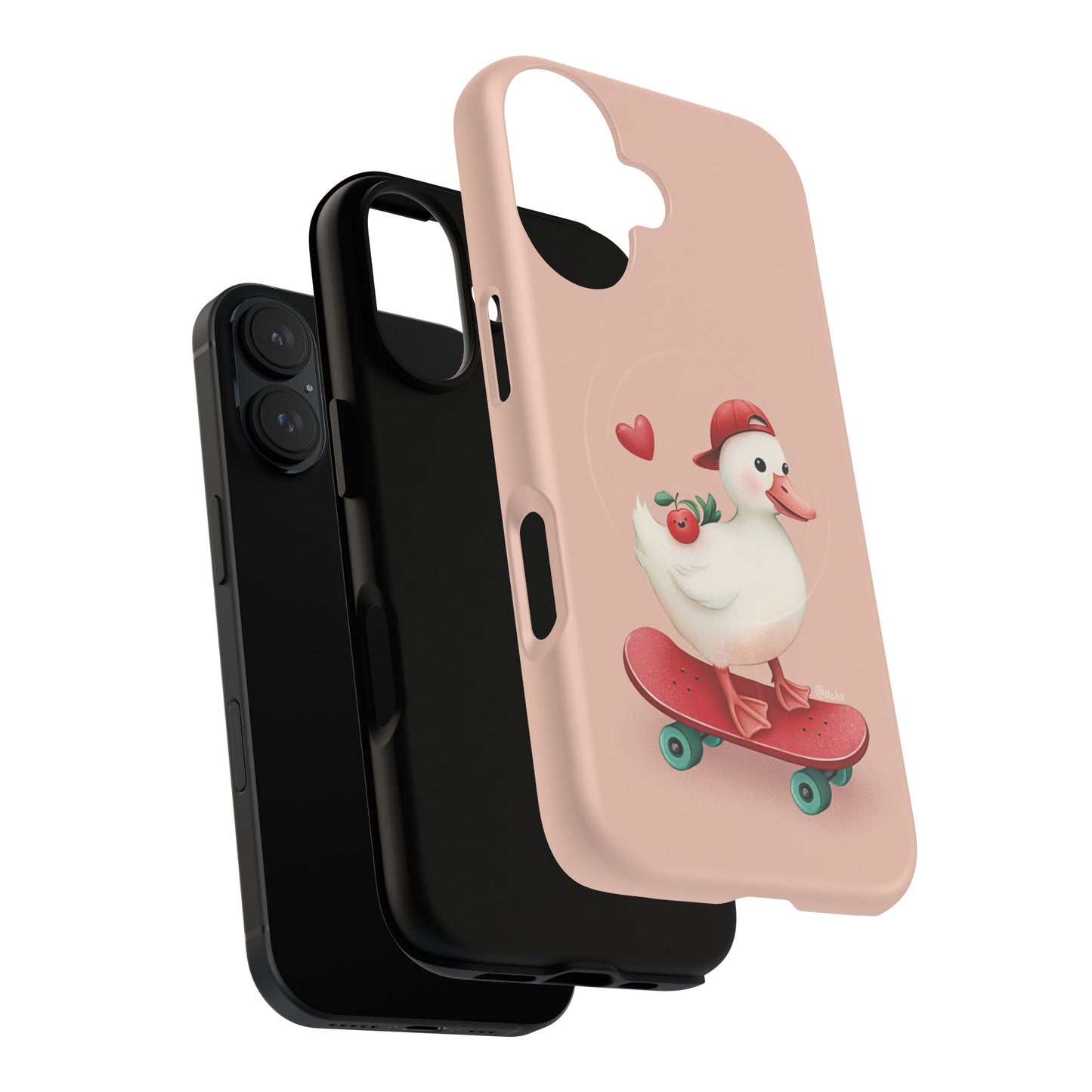 Duck Skateboard Magnetic Phone Case — Cute Pink Protective iPhone Cover