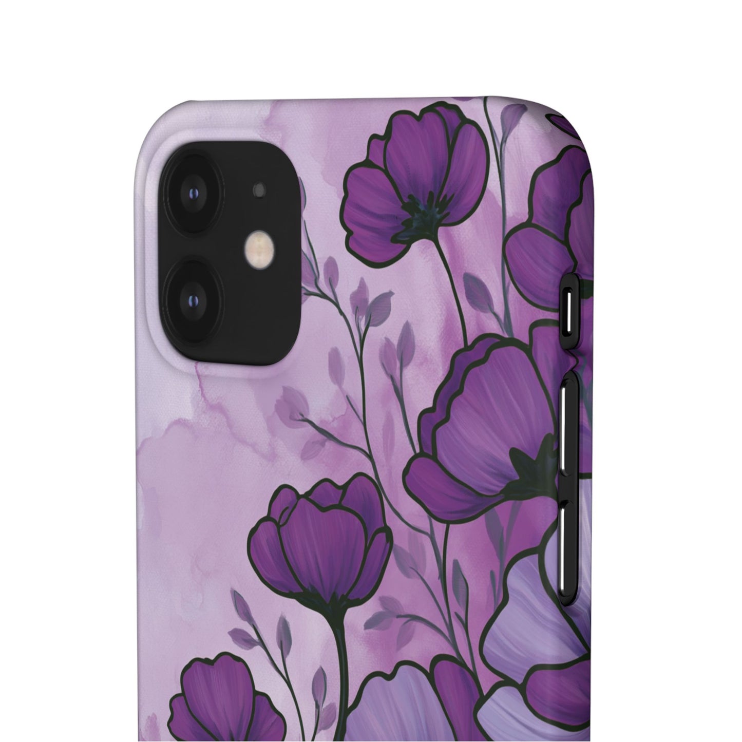 Purple Floral Phone Case – Violet Watercolor Poppy Snap Case