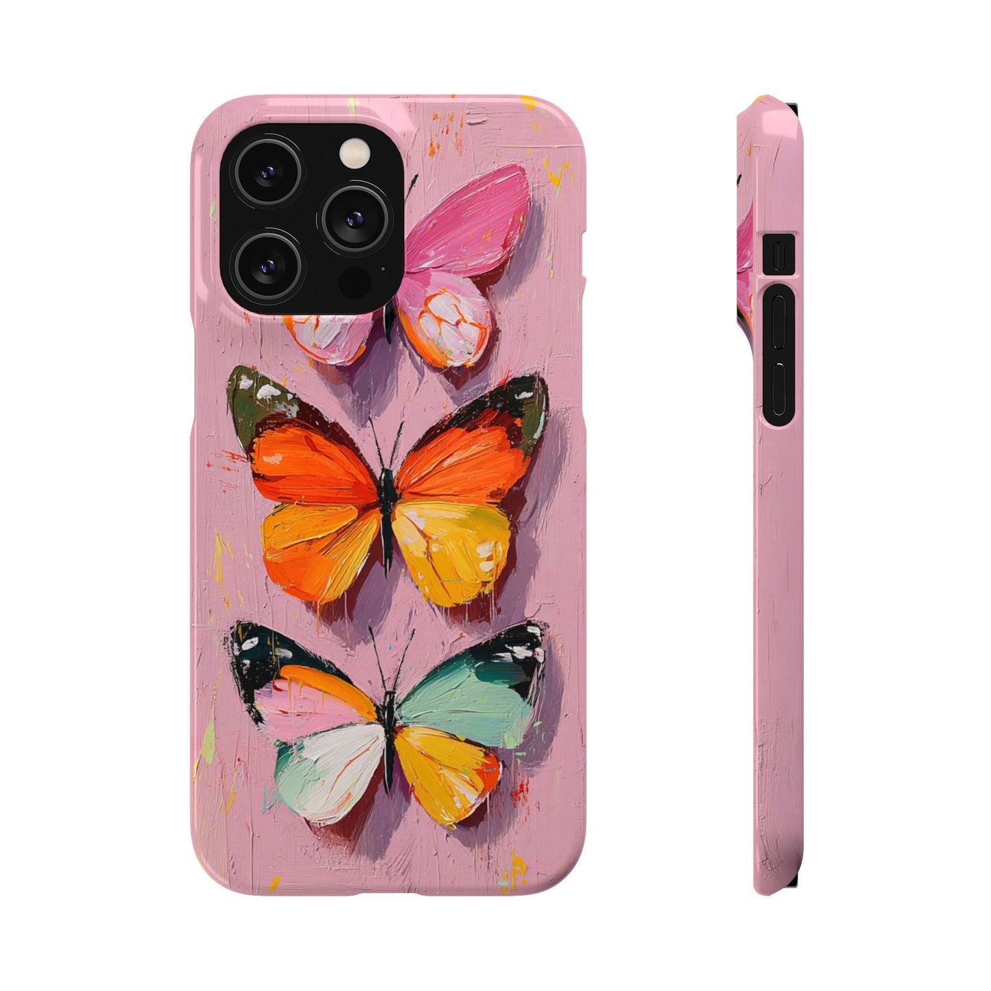 Pink Butterfly Snap Case Cover For iPhone and Samsung