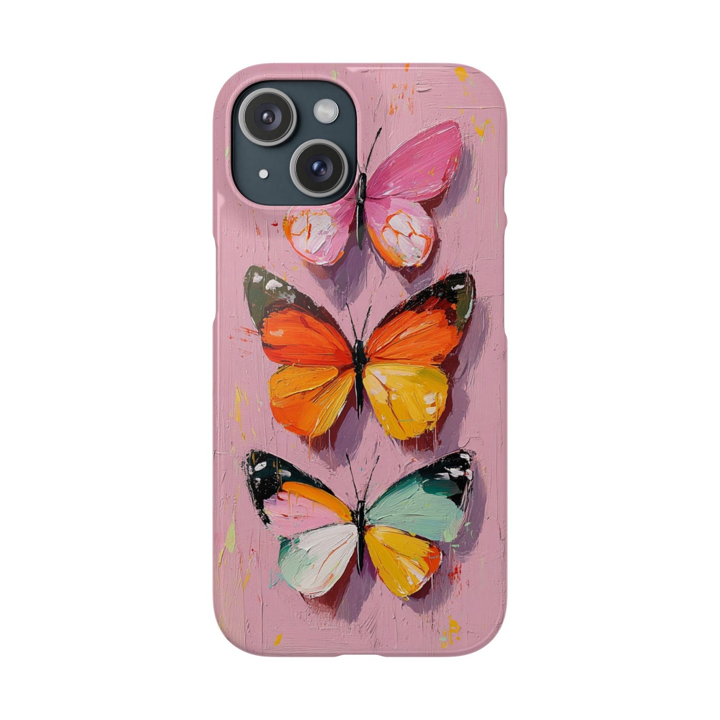 Pink Butterfly Snap Case Cover For iPhone and Samsung