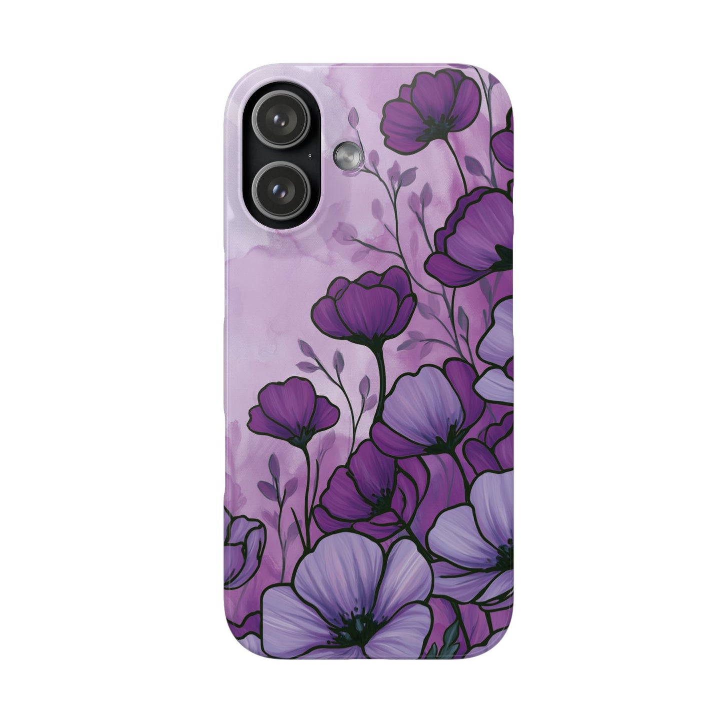 Purple Floral Phone Case – Violet Watercolor Poppy Snap Case