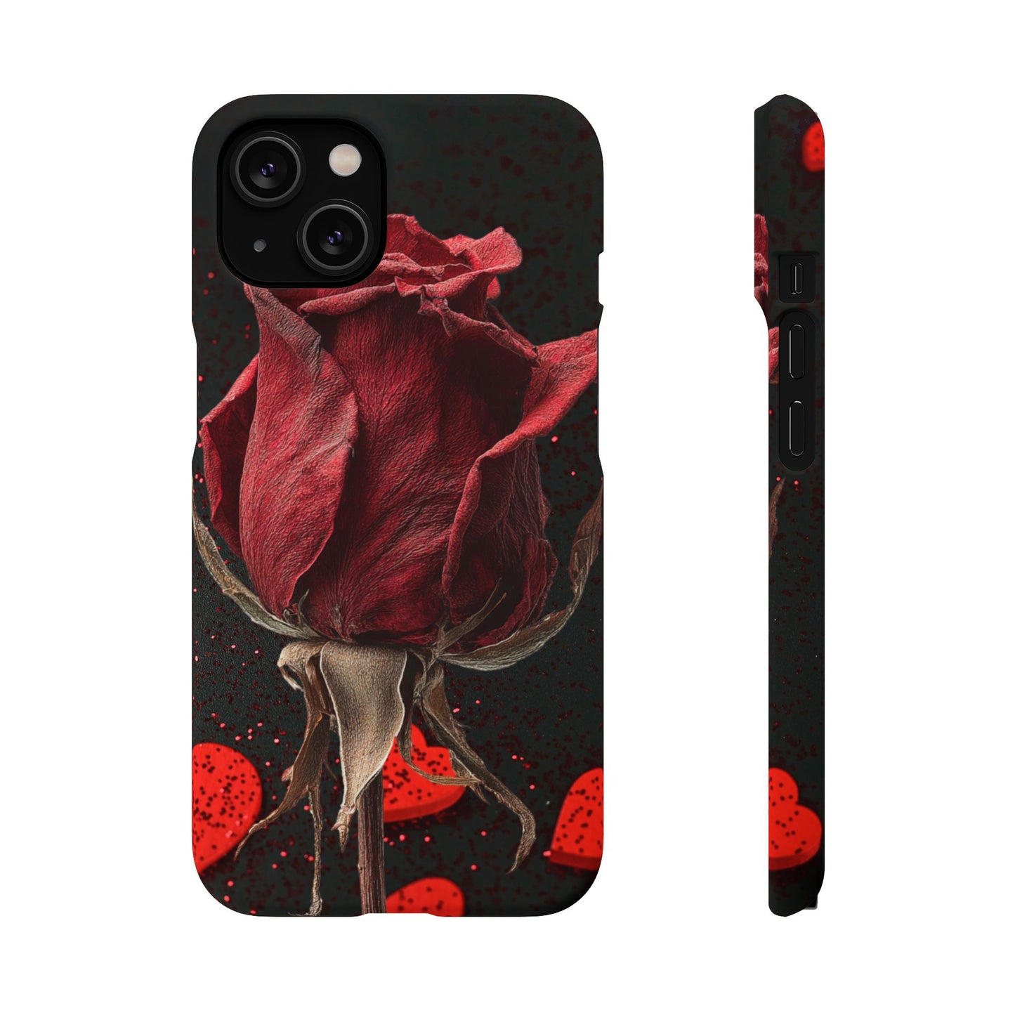 Romantic Rose Snap Case, Floral Phone Cover, Valentines Day Gift, Trendy Mobile Accessory, Heart Design Case, Elegant Phone Protector