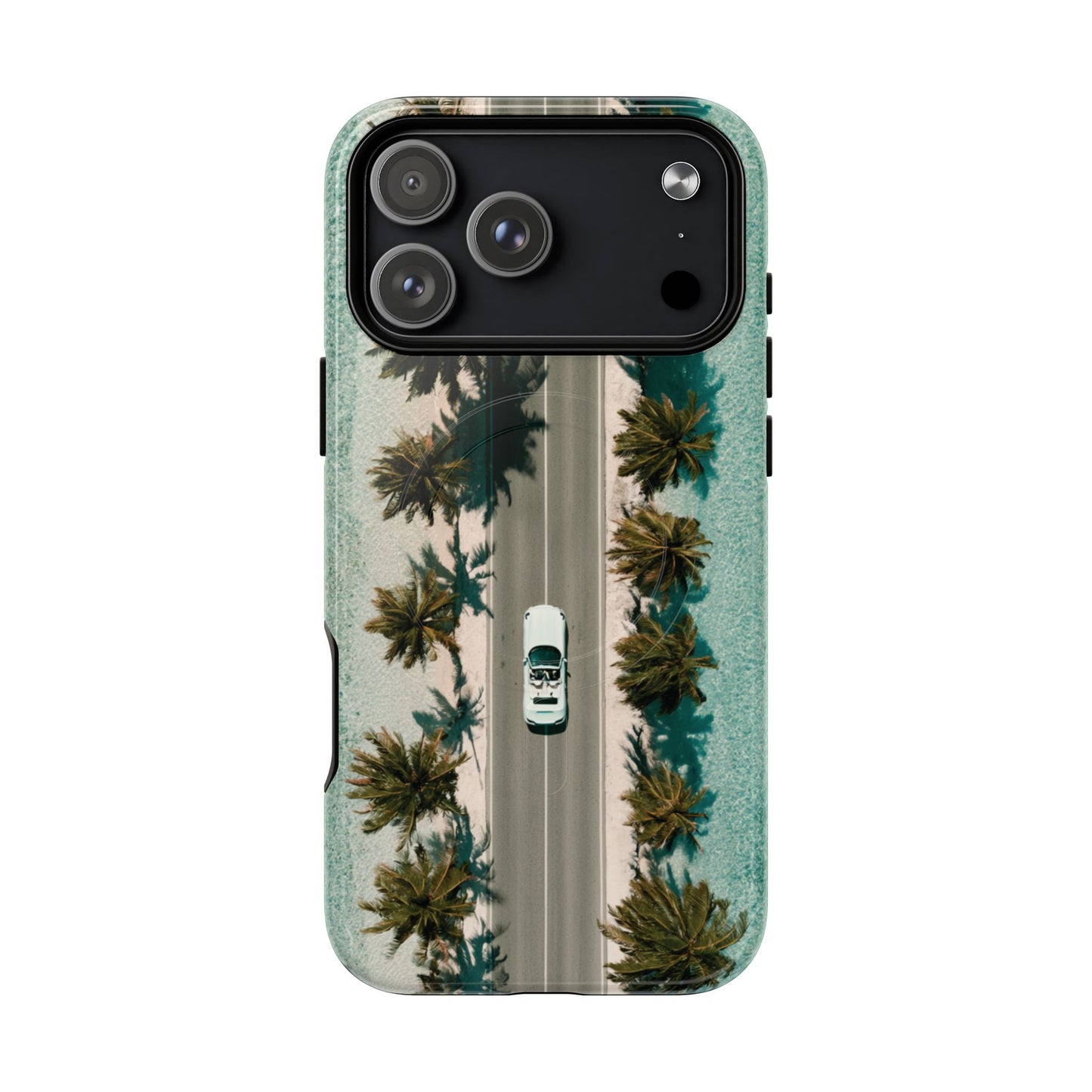 Palm Road Tough Magnetic Phone Case — Coastal Aerial Car Design