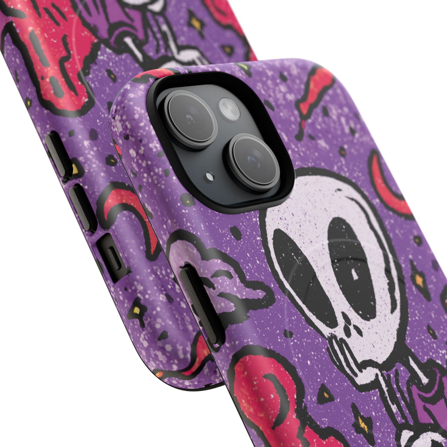 Alien Mushroom Phone Case — Cute Skeletal Space Illustration Tough Magnetic Case