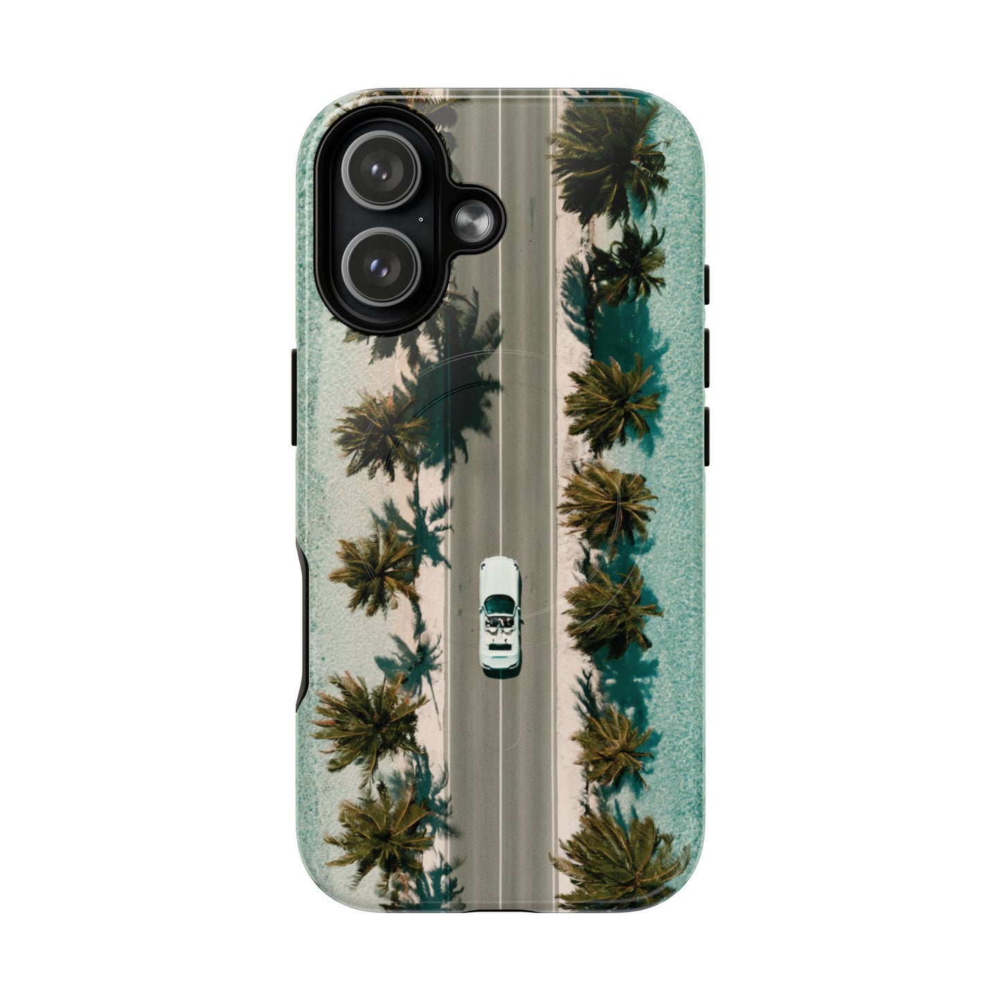 Palm Road Tough Magnetic Phone Case — Coastal Aerial Car Design