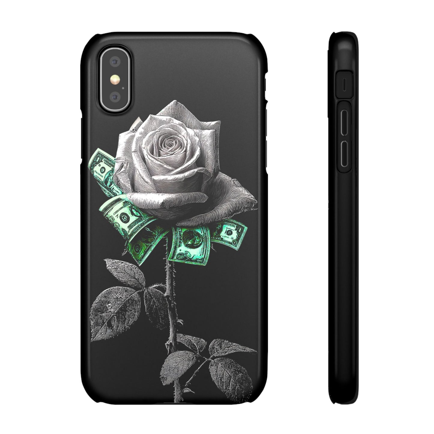 Stylish Rose & Money Snap Case - Floral Phone Protection, Trendy Gift for Him/Her, Birthday Present, Accessories for Teens