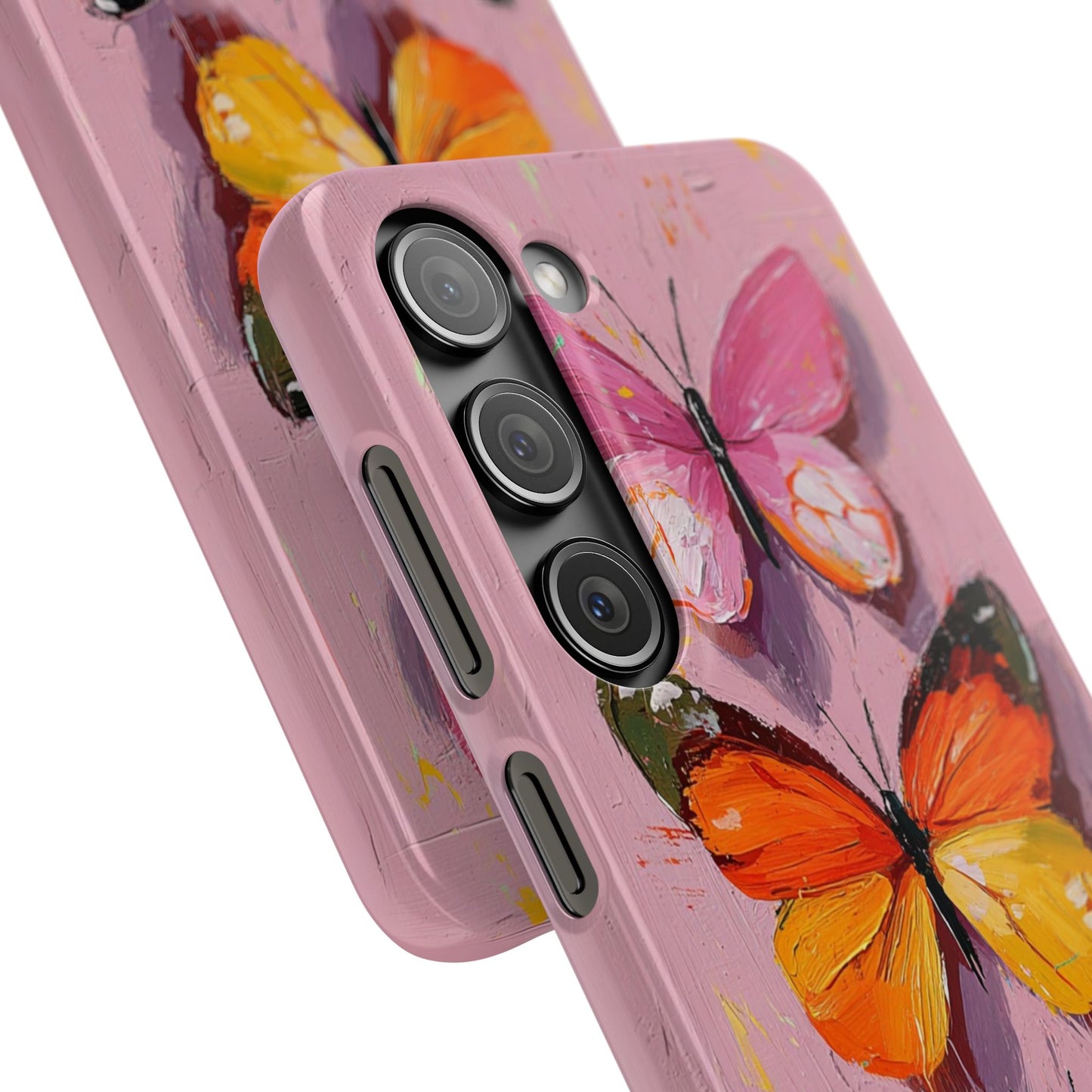 Pink Butterfly Snap Case Cover For iPhone and Samsung