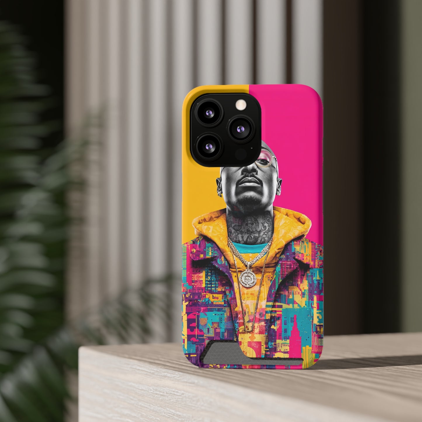 Vibrant Phone Case With Card Holder - Retro Style, Hip Hop Lover's Accessory, Colorful Gift, Music Enthusiast Essential, Unique Phone [...]