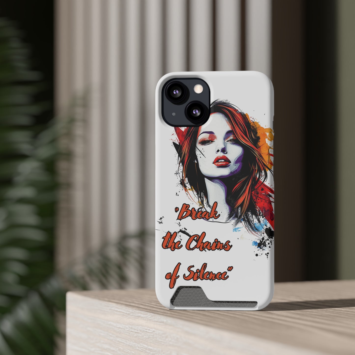 Artistic Phone Case With Card Holder for Empowerment | Break the Chains of Silence, Trendy Gift for Friends, Unique Phone Accessories, [...]